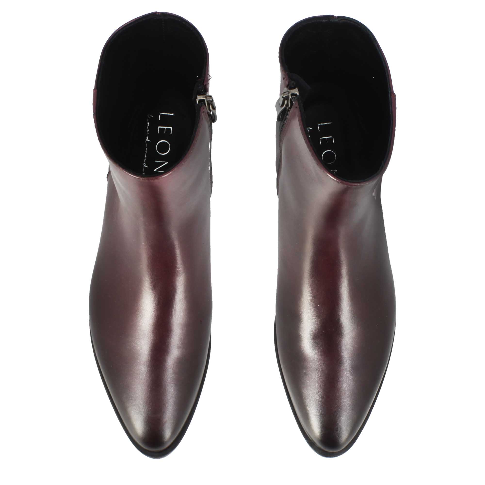 Leonardo Shoes stivaletti donna pelle bordeaux punta