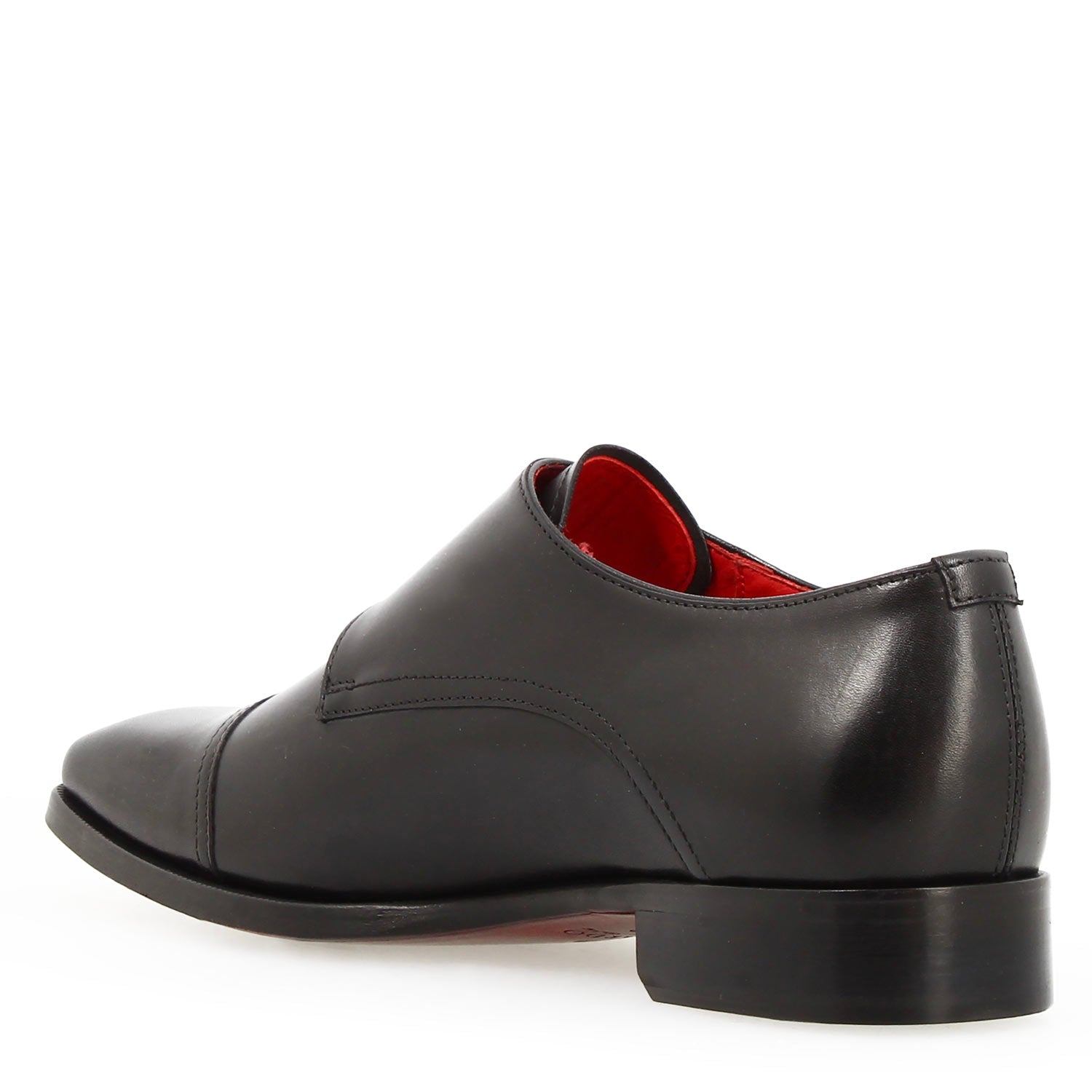 Leonardo Shoes Achille Nero Doppia Fibbia Pelle da Cerimonia Uomo