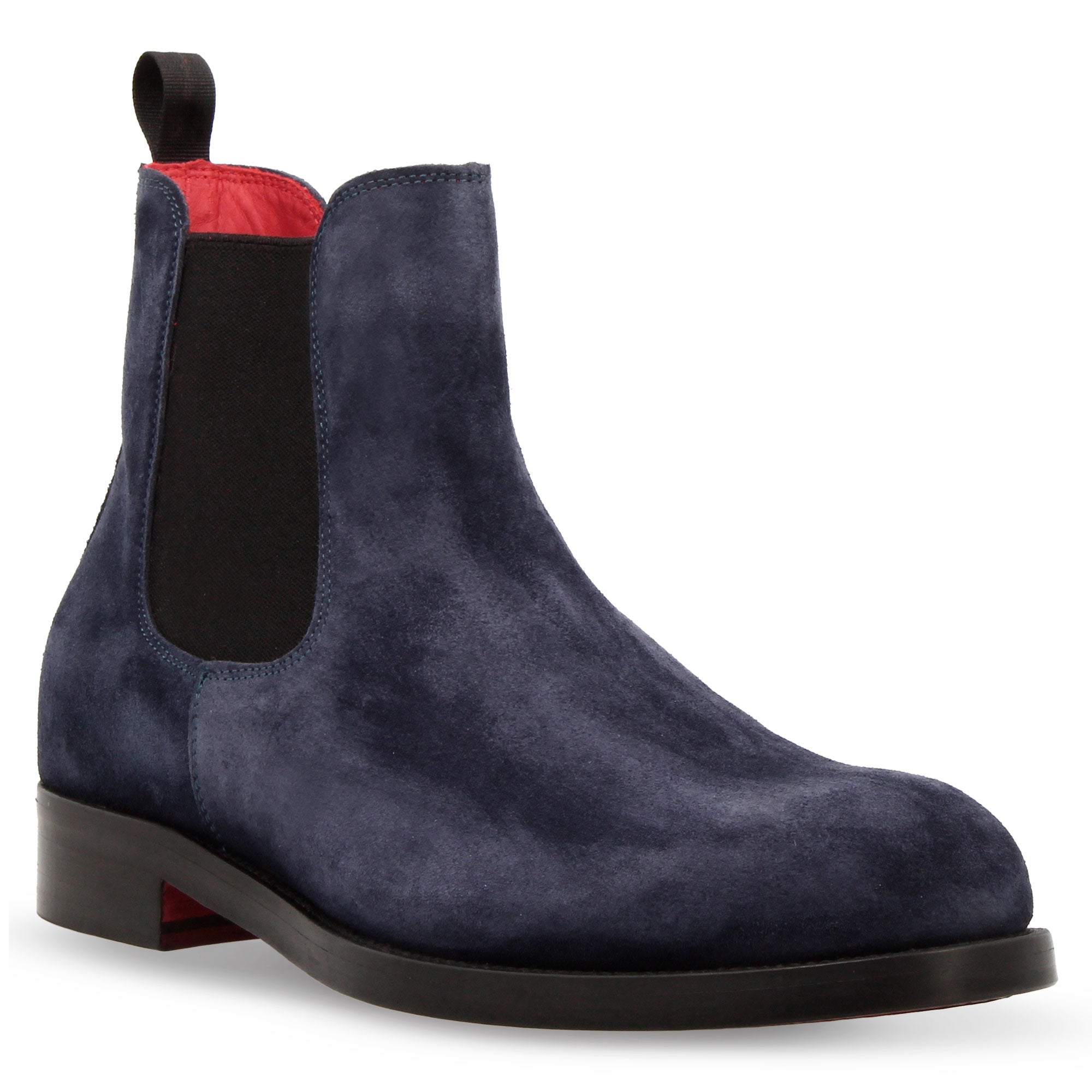 Leonardo Shoes Stivaletti Uomo Chelsea Camoscio Blu