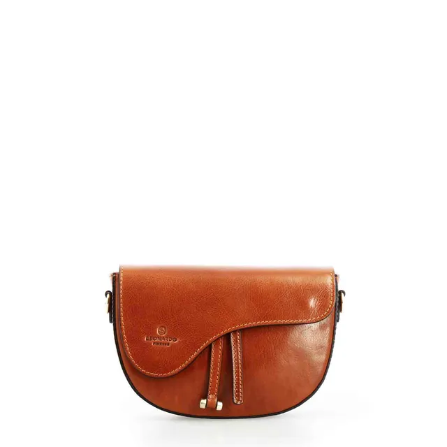 Leonardo Shoes Lena Borsa a Tracolla Marrone Pelle
