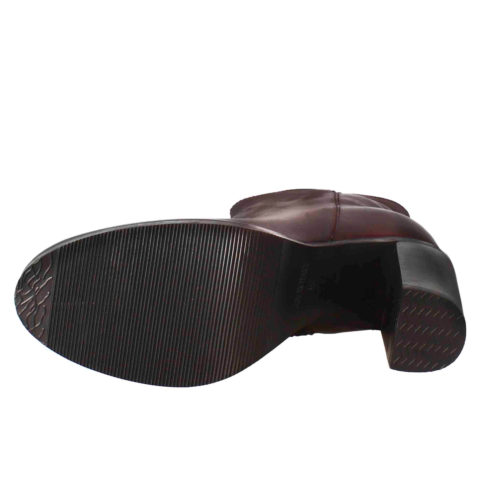 Leonardo Shoes Stivali Stivaletto pelle bordeaux tacco 9 cm