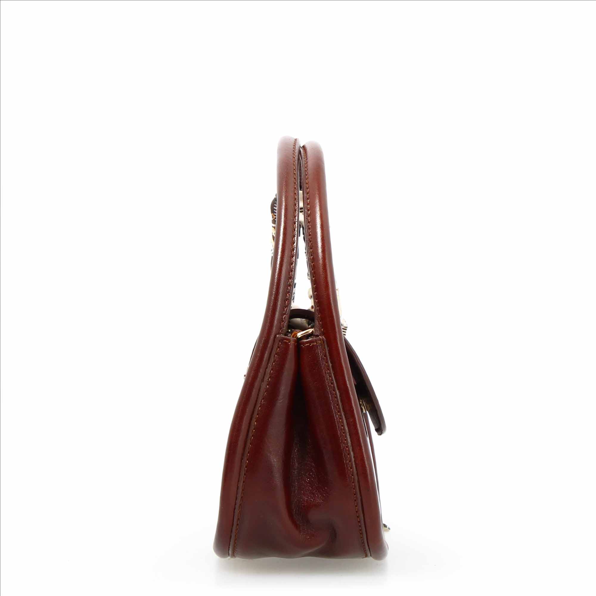 Leonardo Shoes Caterina Borsa a Mano Pelle Marrone Tracolla