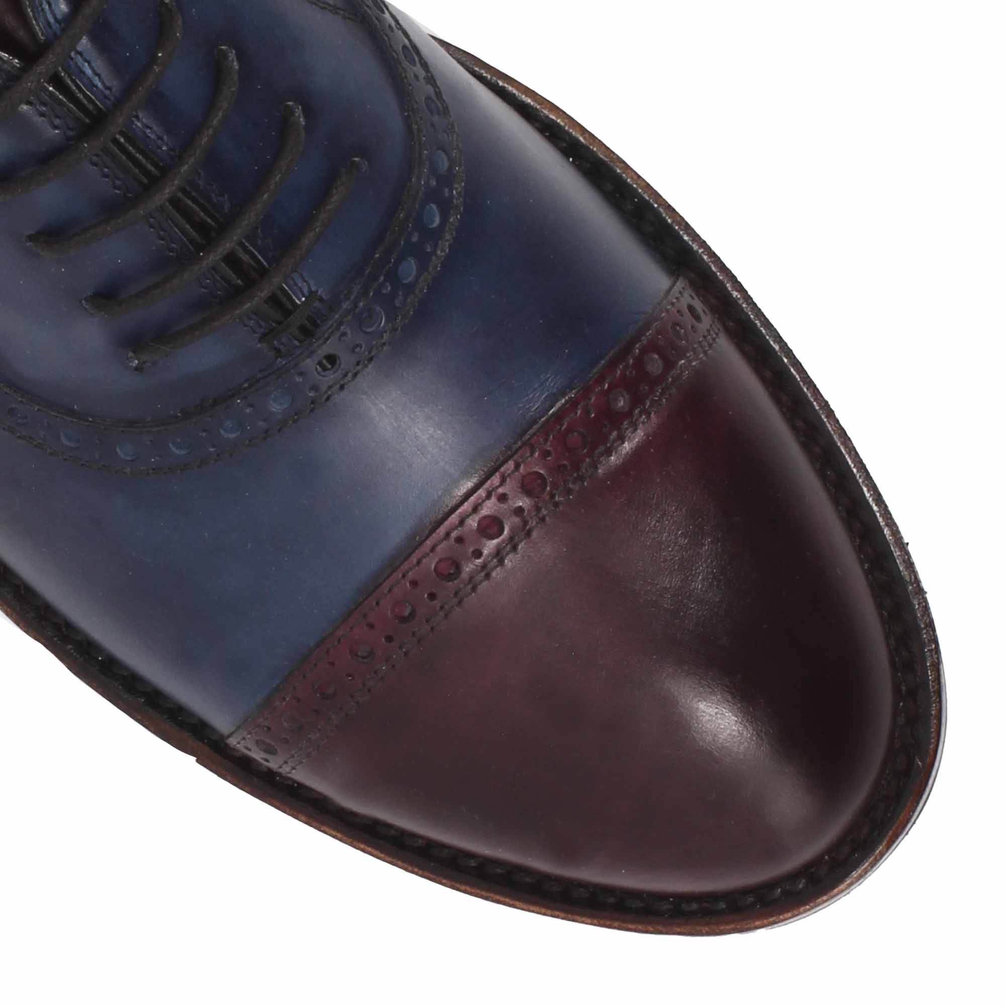 Leonardo Shoes Golf Scarpe da Golf Pelle Blu Bordeaux