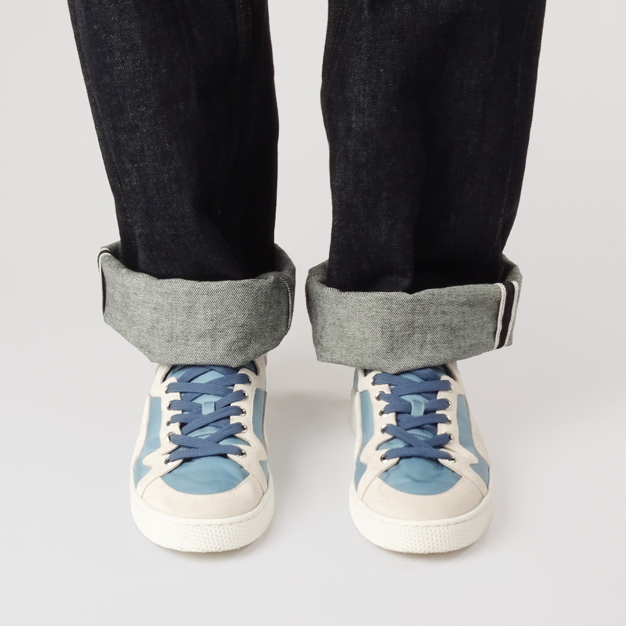 Pierre Hardy Alpha sneakers uomo blu pelle suola bianca
