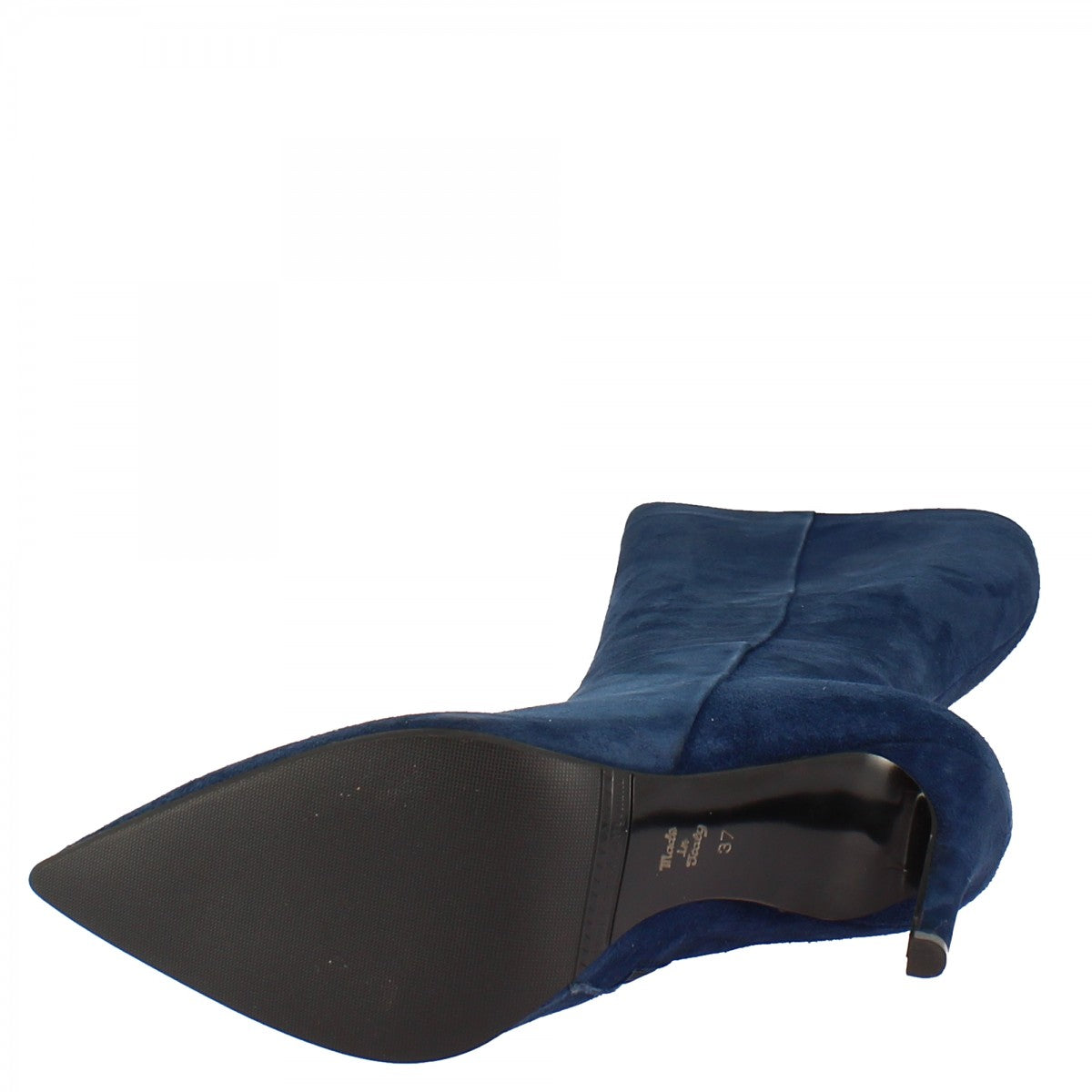 Leonardo Shoes Stivali Donna Ginocchio Camoscio Blu Tacco 12