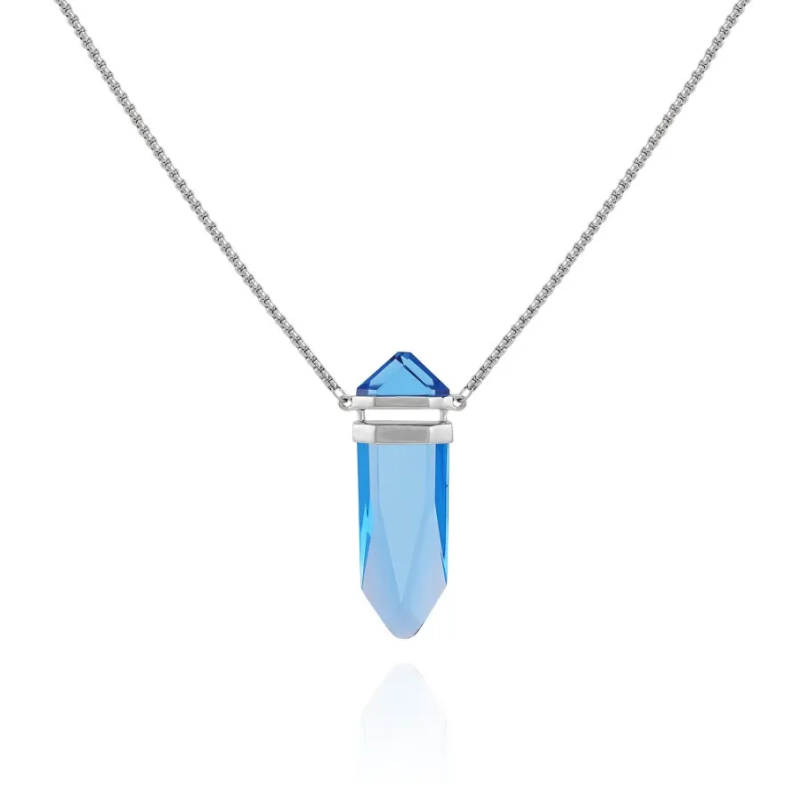 Vince Camuto Collana Lunga Argento Pietra Blu Cristallo