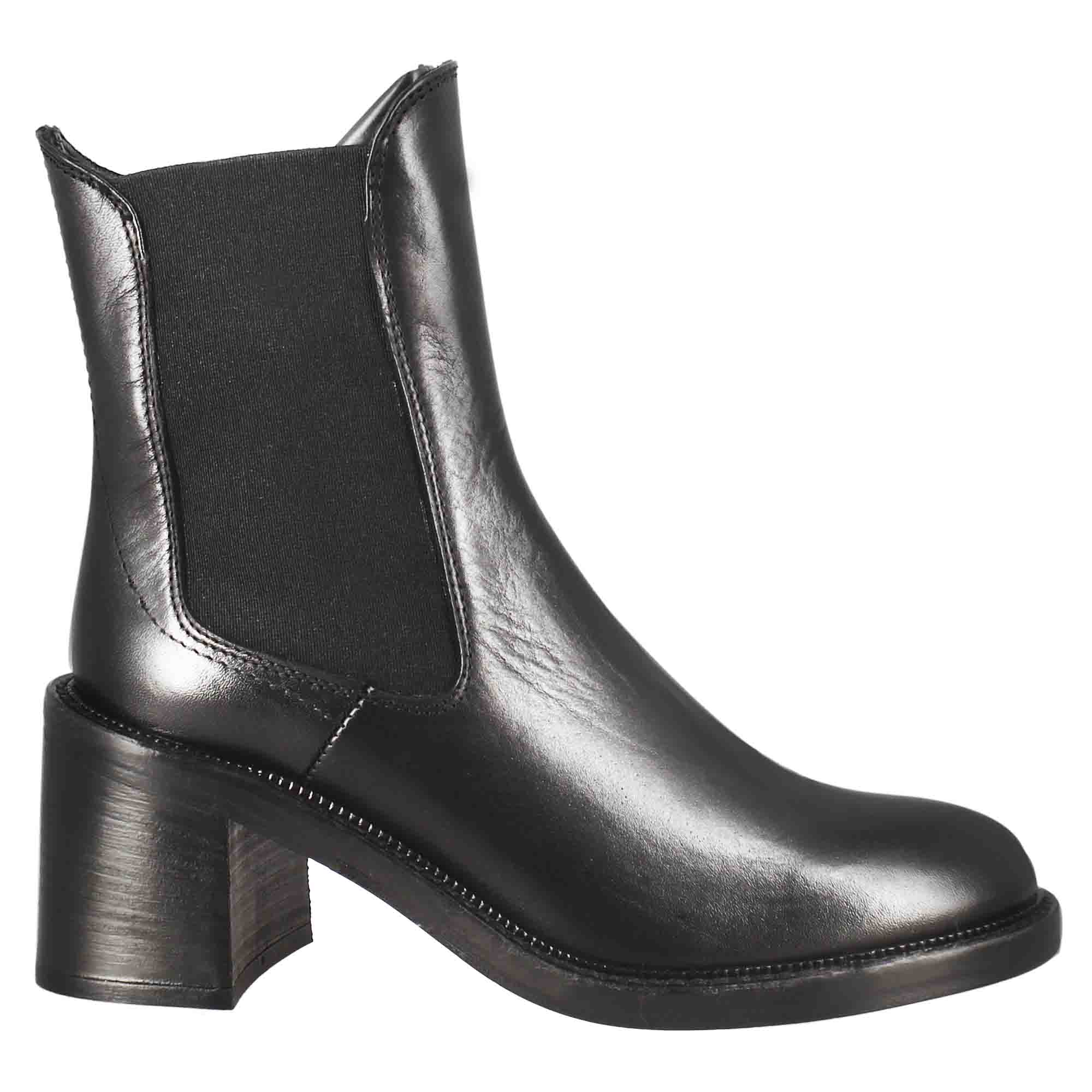 Leonardo Shoes Diver Chelsea Stivaletti Donna Pelle Nero