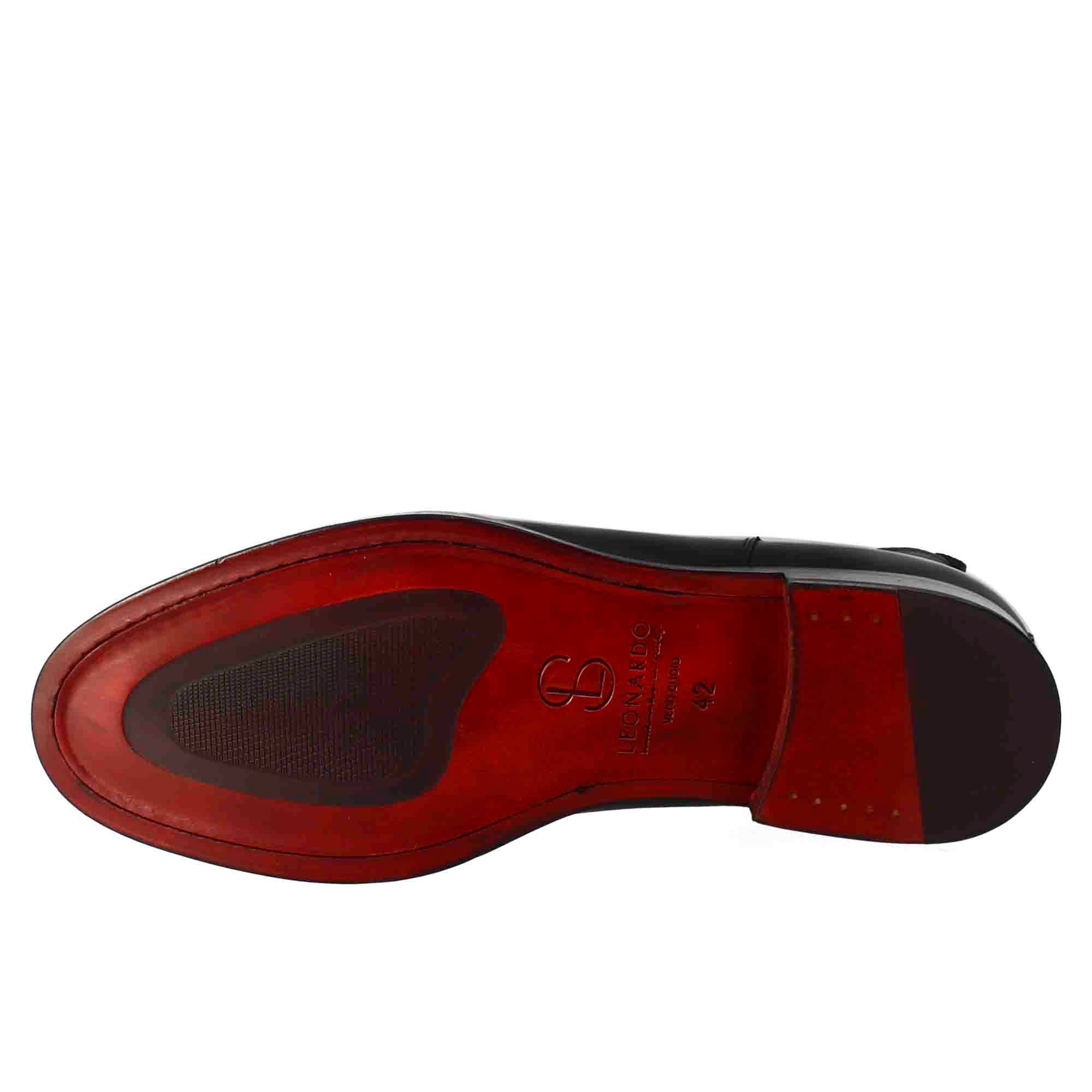 Leonardo Shoes Chelsea stivaletto uomo pelle nero elastico