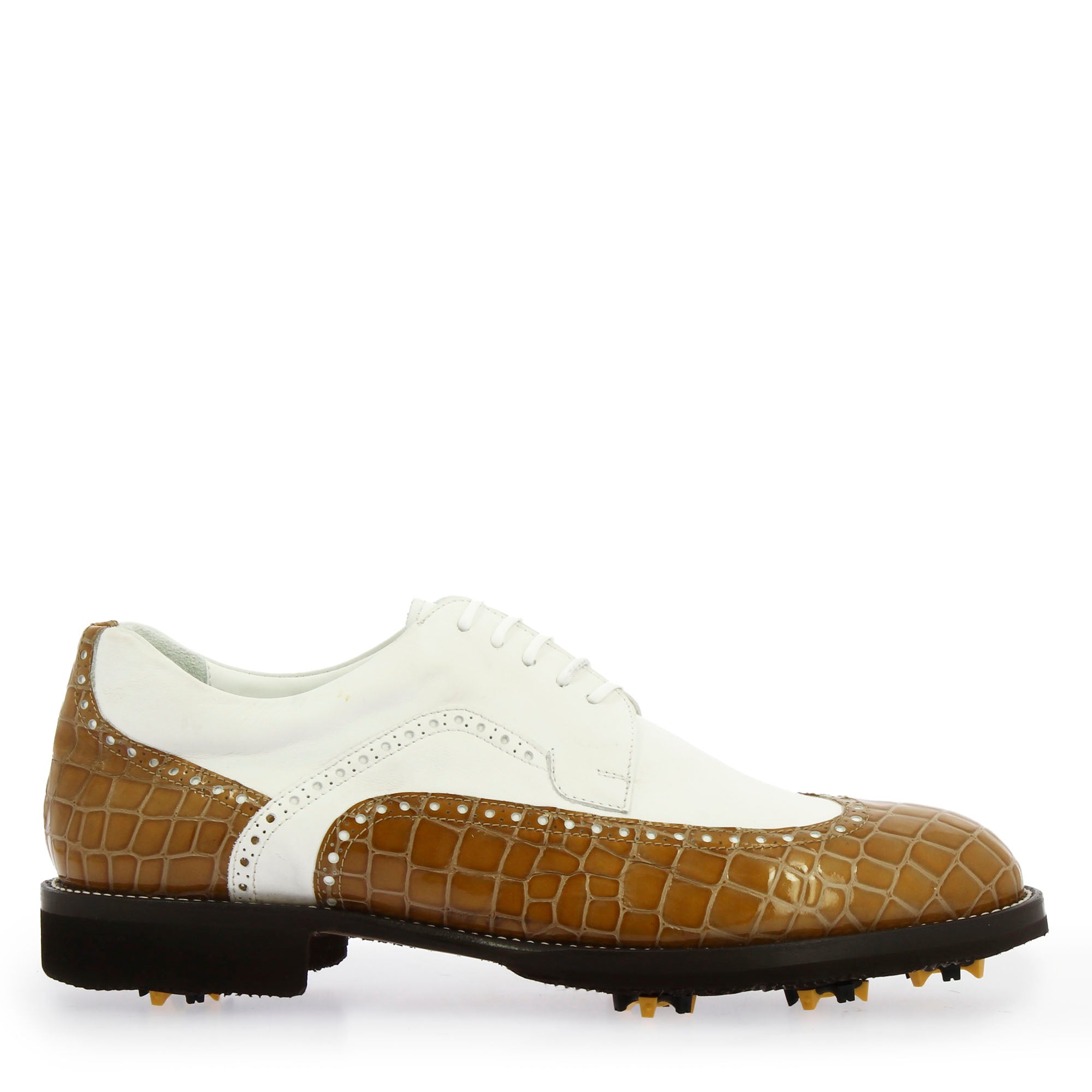 Leonardo Golf scarpe da golf pelle bianco marrone