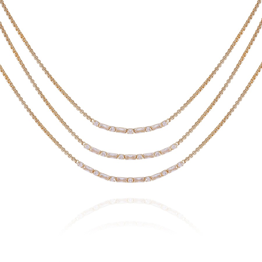 Vince Camuto collana multistrato oro cristallo 45 cm