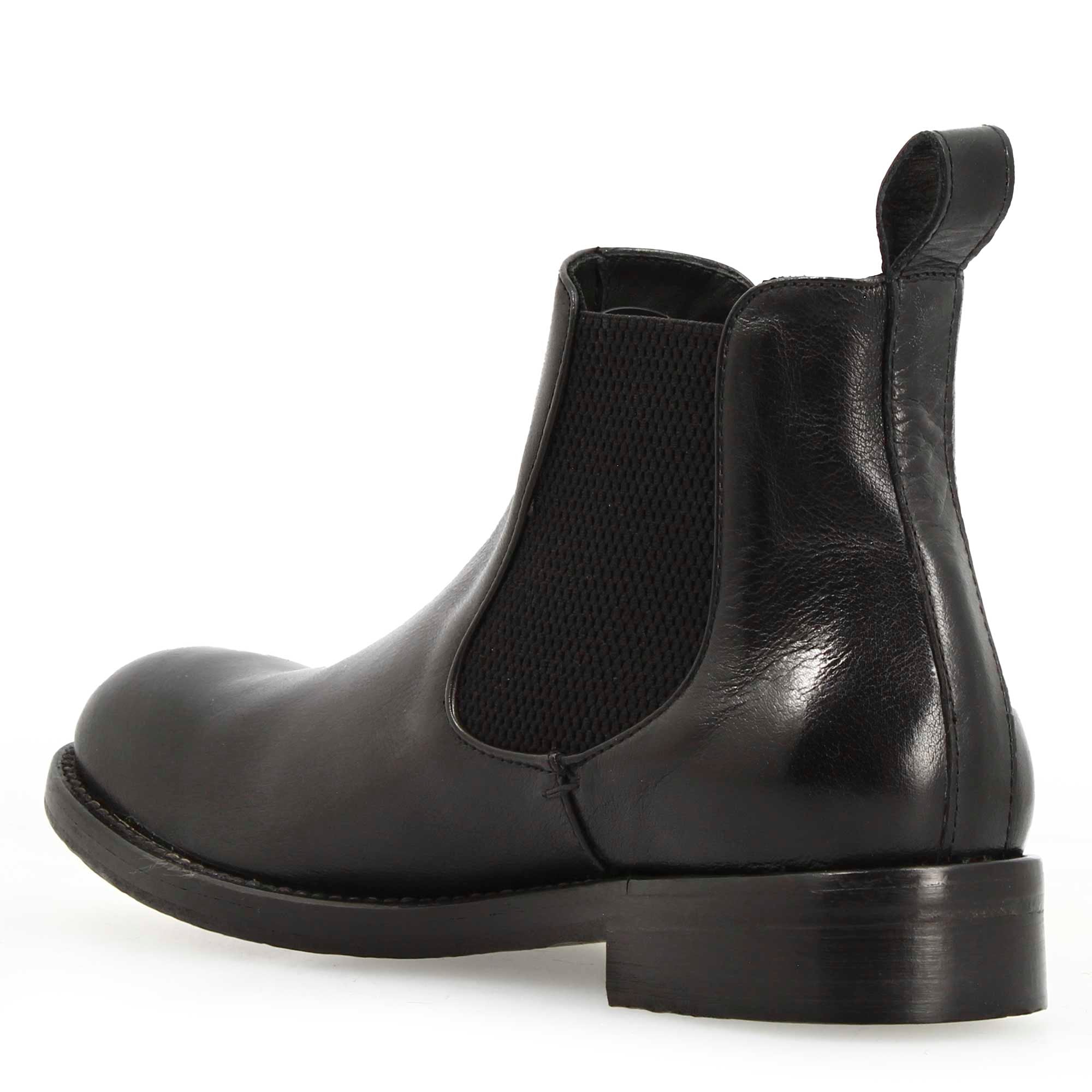 Leonardo Shoes Chelsea stivaletti pelle nero diver