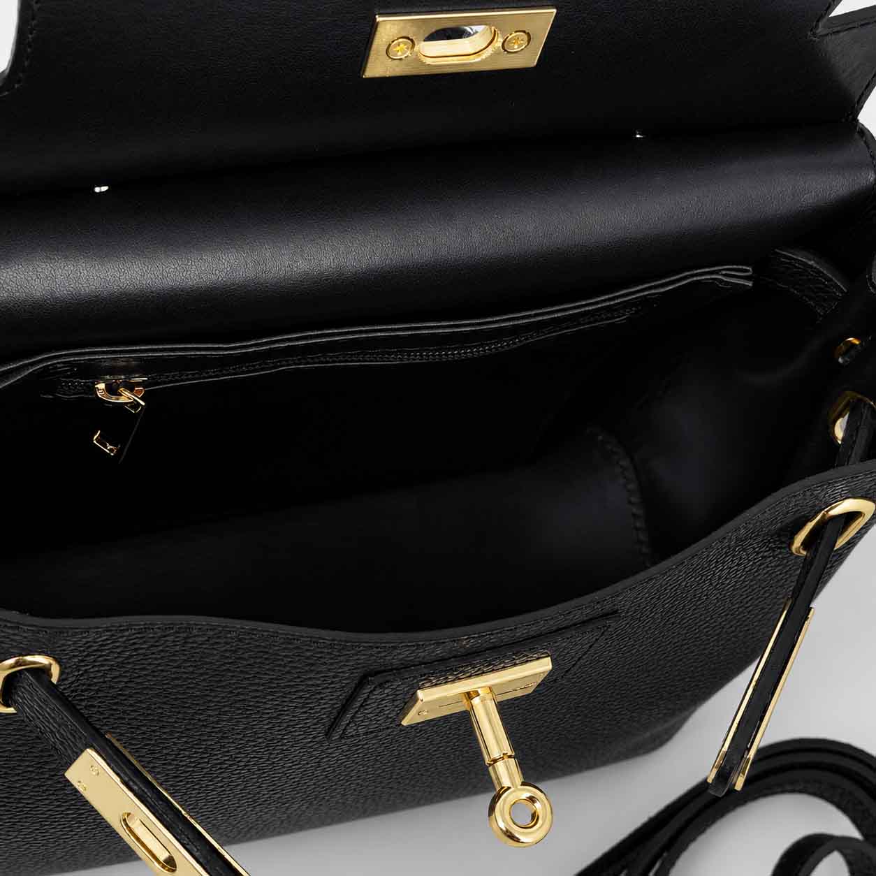 Leonardo Shoes Ninfea Borsa Pelle Nero Tracolla Twist Lock