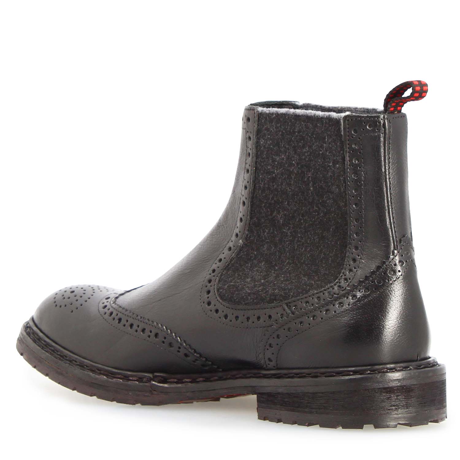 Leonardo Shoes Basilio stivaletti uomo neri pelle brogue Chelsea