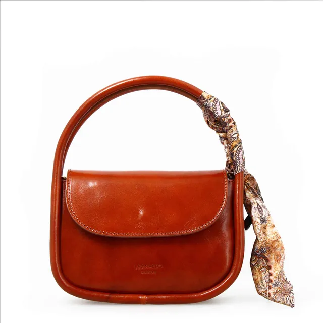 Leonardo Shoes Caterina Borsa Donna Marrone Chiaro Pelle 22cm