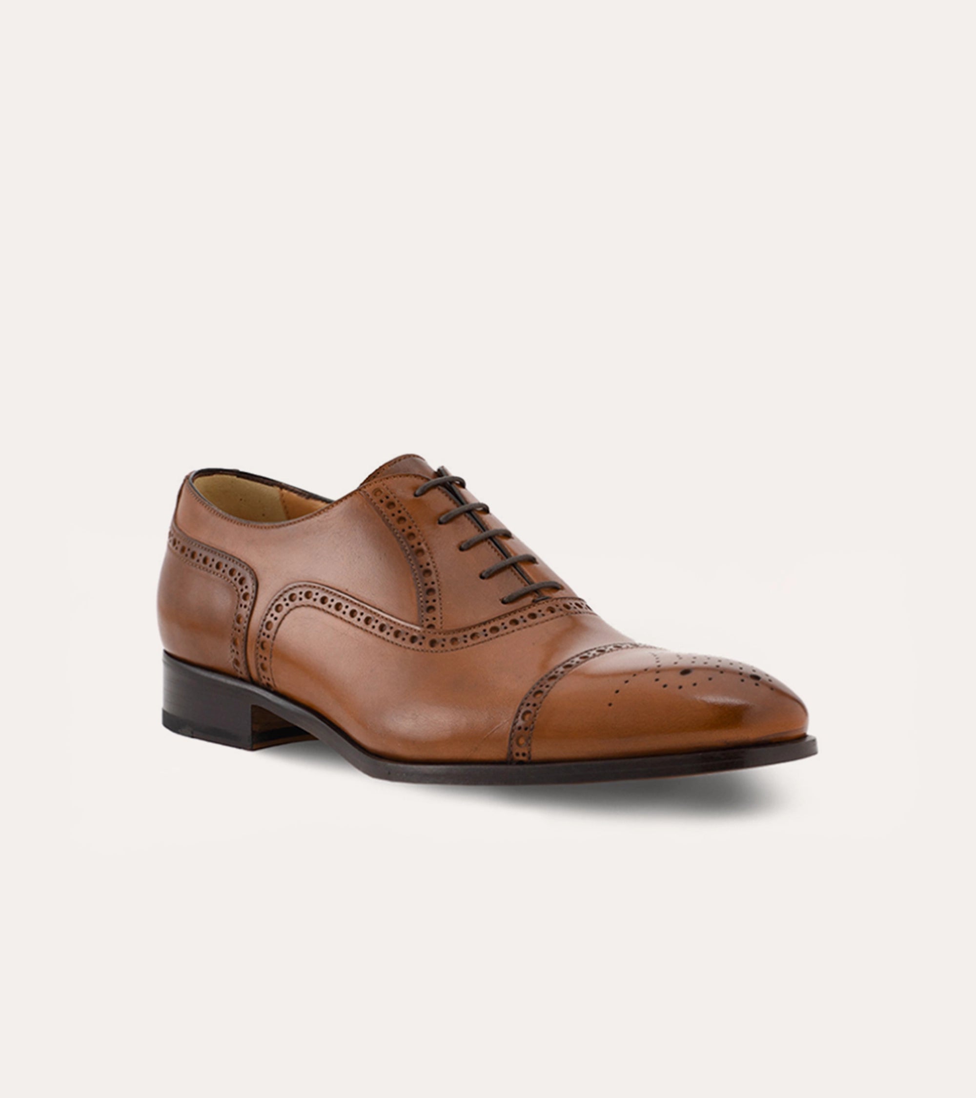 Ace Marks Kendrick Half Brogue Cap Toe Cuoio scarpe uomo