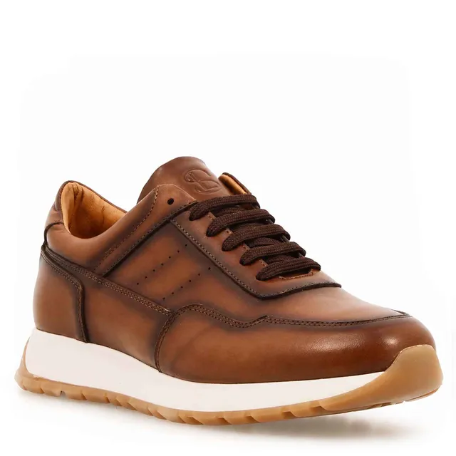 Leonardo Ateneo Sneakers Uomo Pelle Marrone Chiaro Sfumato