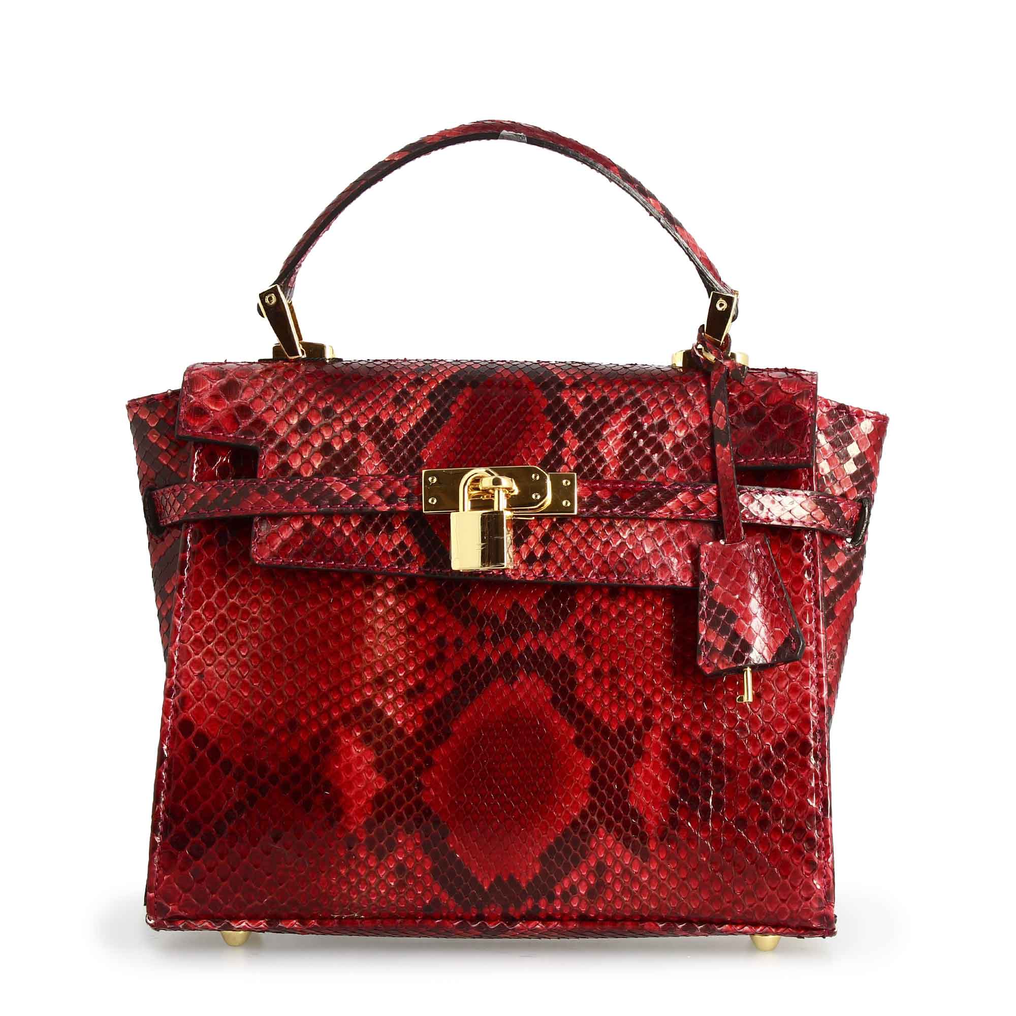 Leonardo Shoes Borse Donna borsa pitone rossa tracolla
