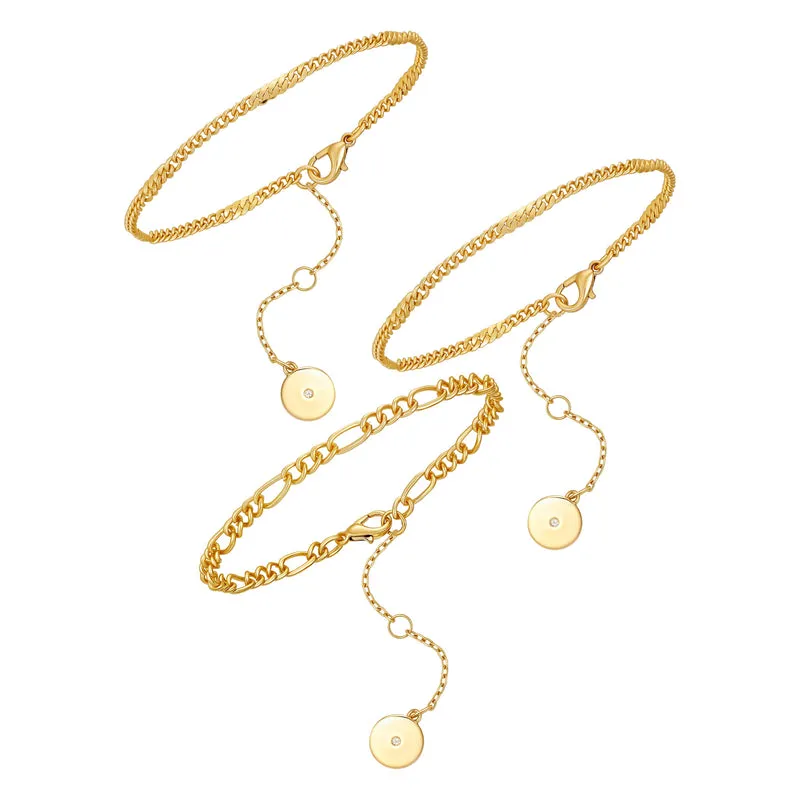 Vince Camuto Set 3 Bracciali Catena Oro Donna Regolabile
