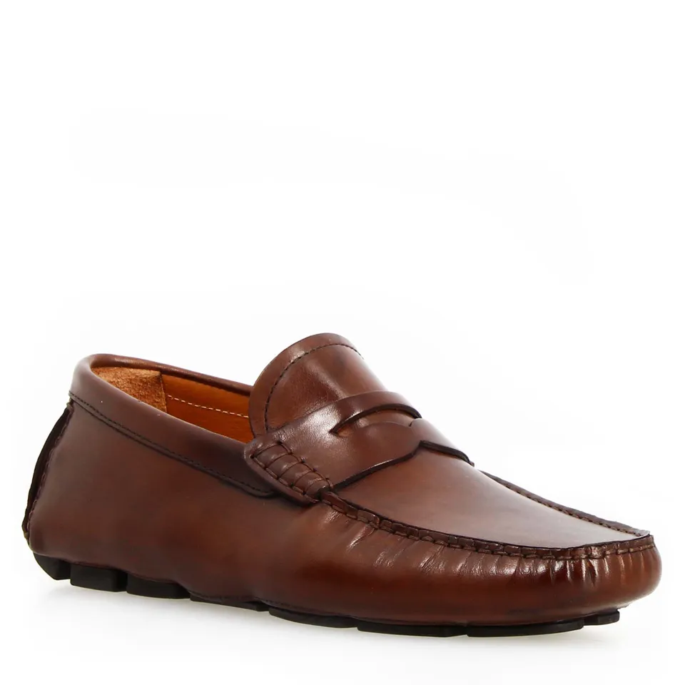 Leonardo Shoes Tiberio Mocassini Uomo Pelle Marrone