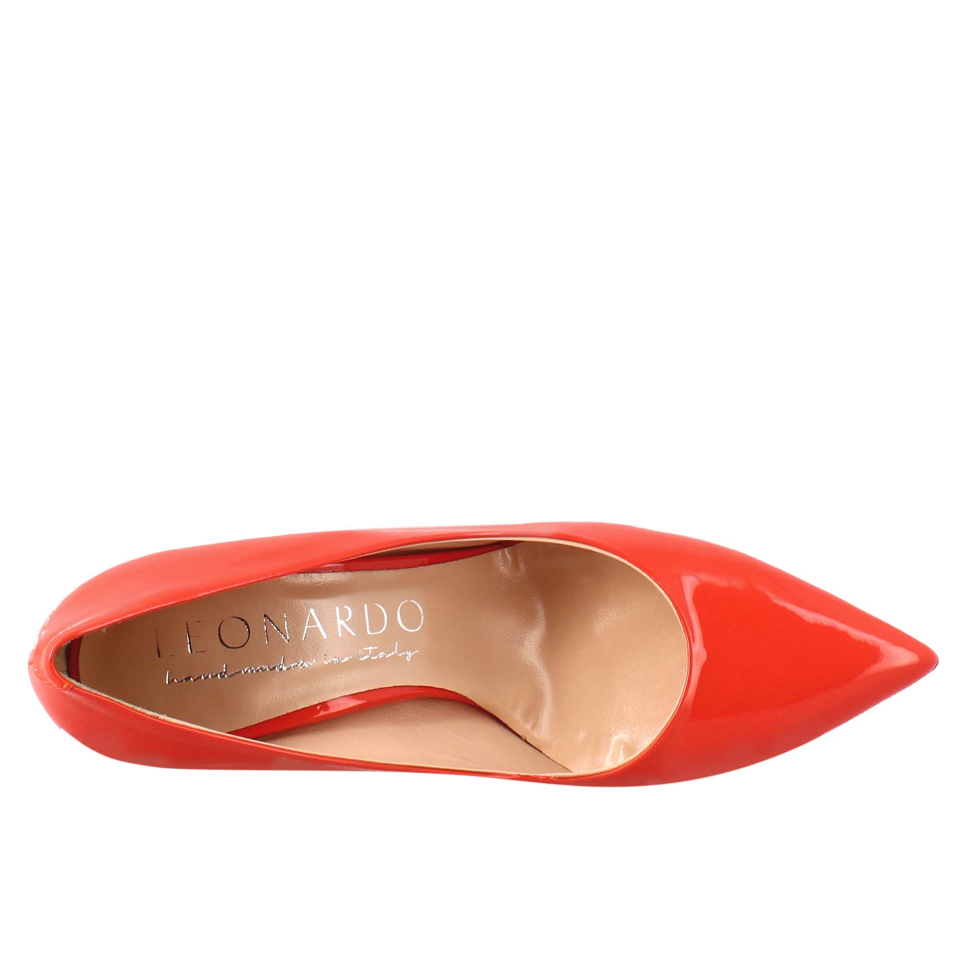 Leonardo Shoes Decollete rosso vernice donna tacco 9 cm