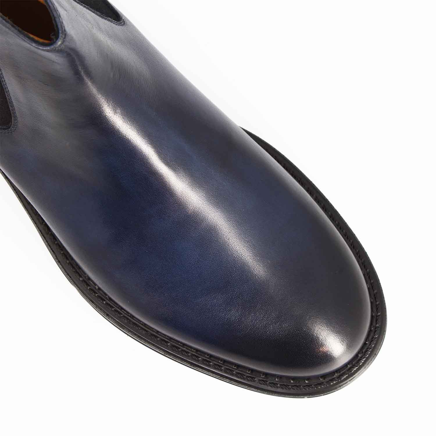 Leonardo Agusto stivaletto Chelsea pelle blu uomo Wearlight