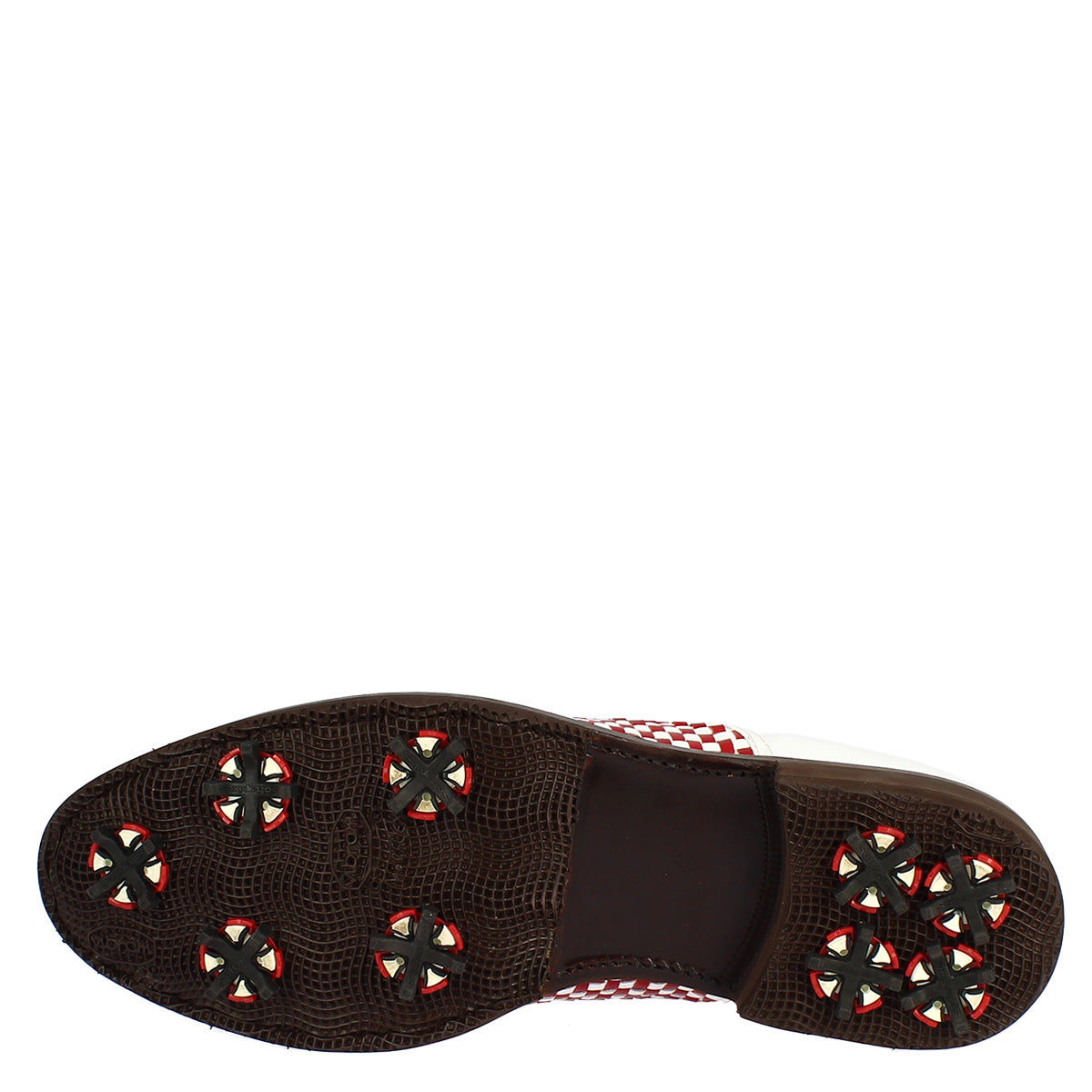 Leonardo Shoes Golf Calzature scarpe golf pelle bianco rosso