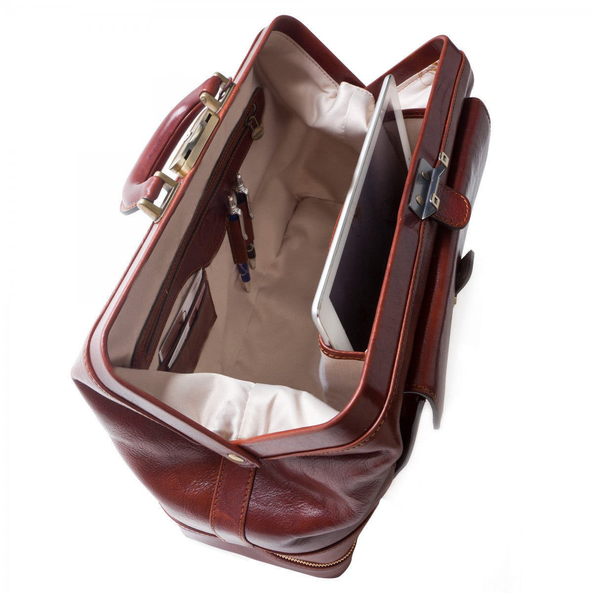 Leonardo Shoes Borsa Medico borsa uomo pelle marrone