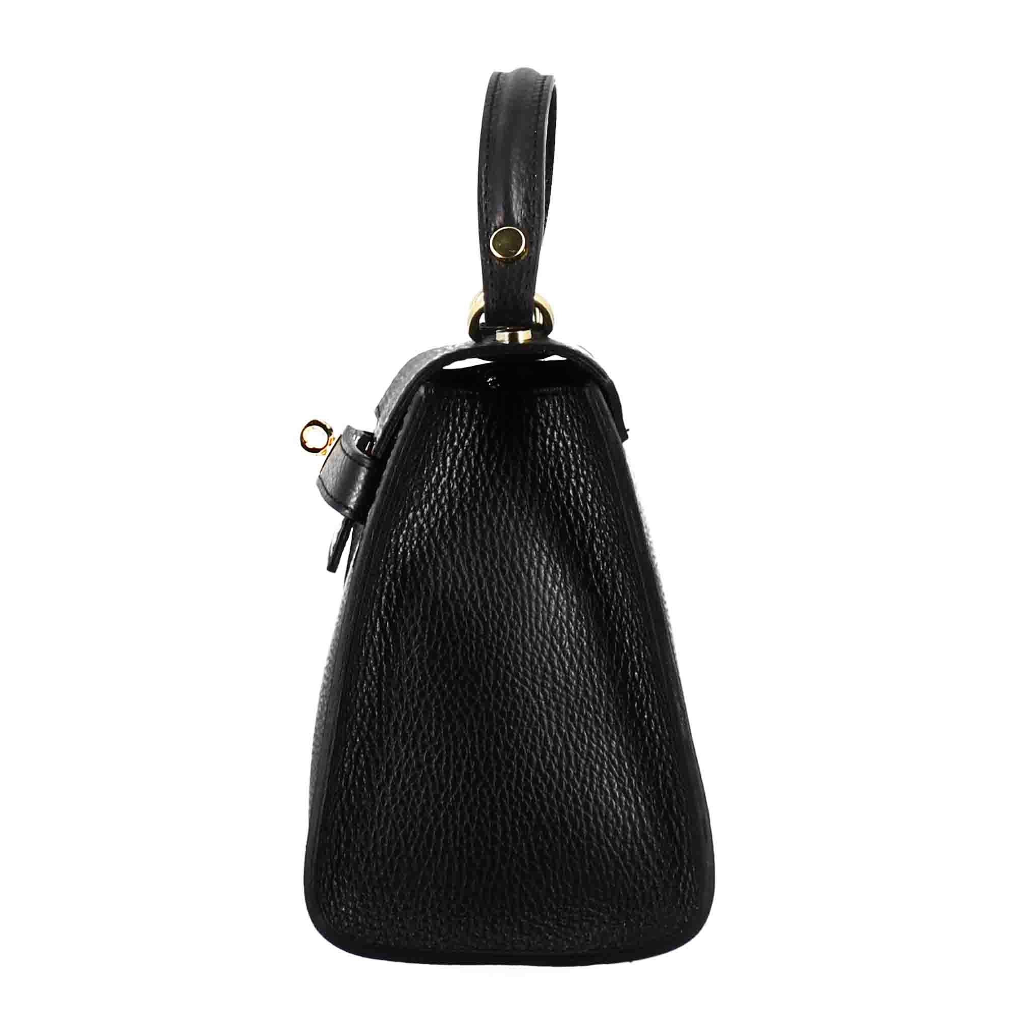 Leonardo Shoes Lady K borsa mano donna pelle nero 23 cm