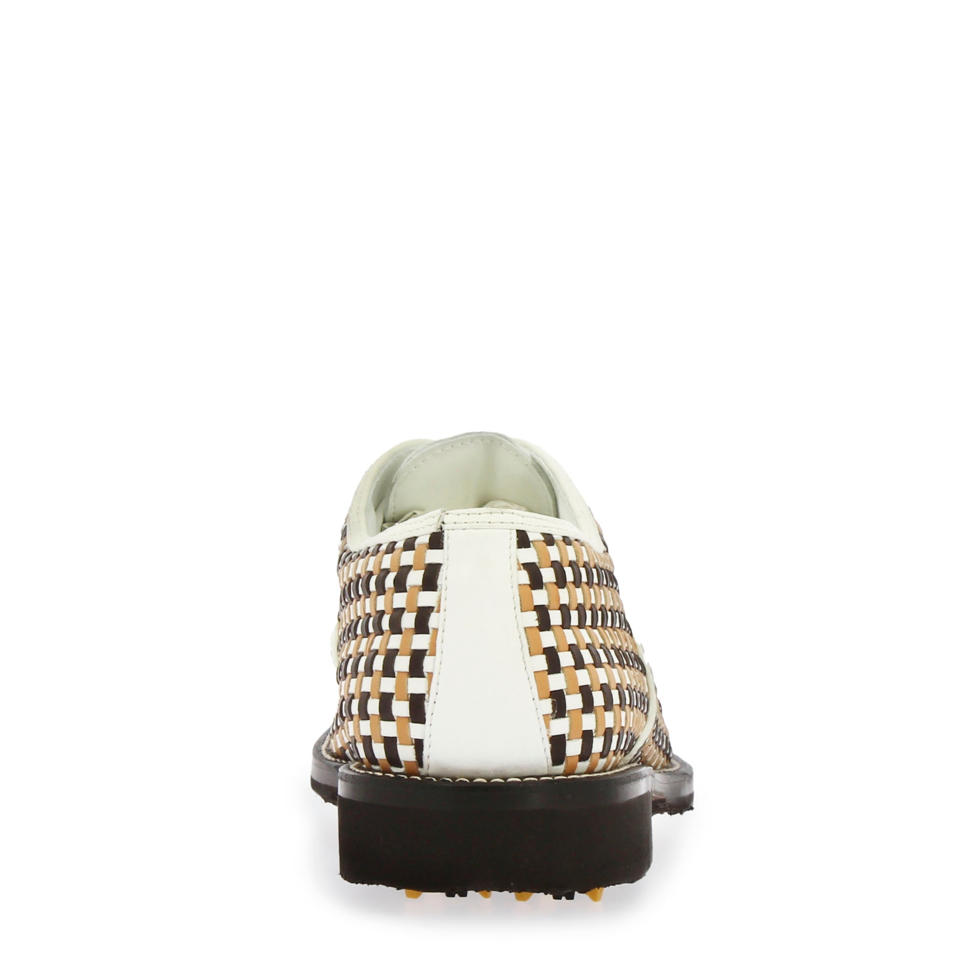 Leonardo Shoes Golf scarpe golf pelle intrecciata bianco marrone
