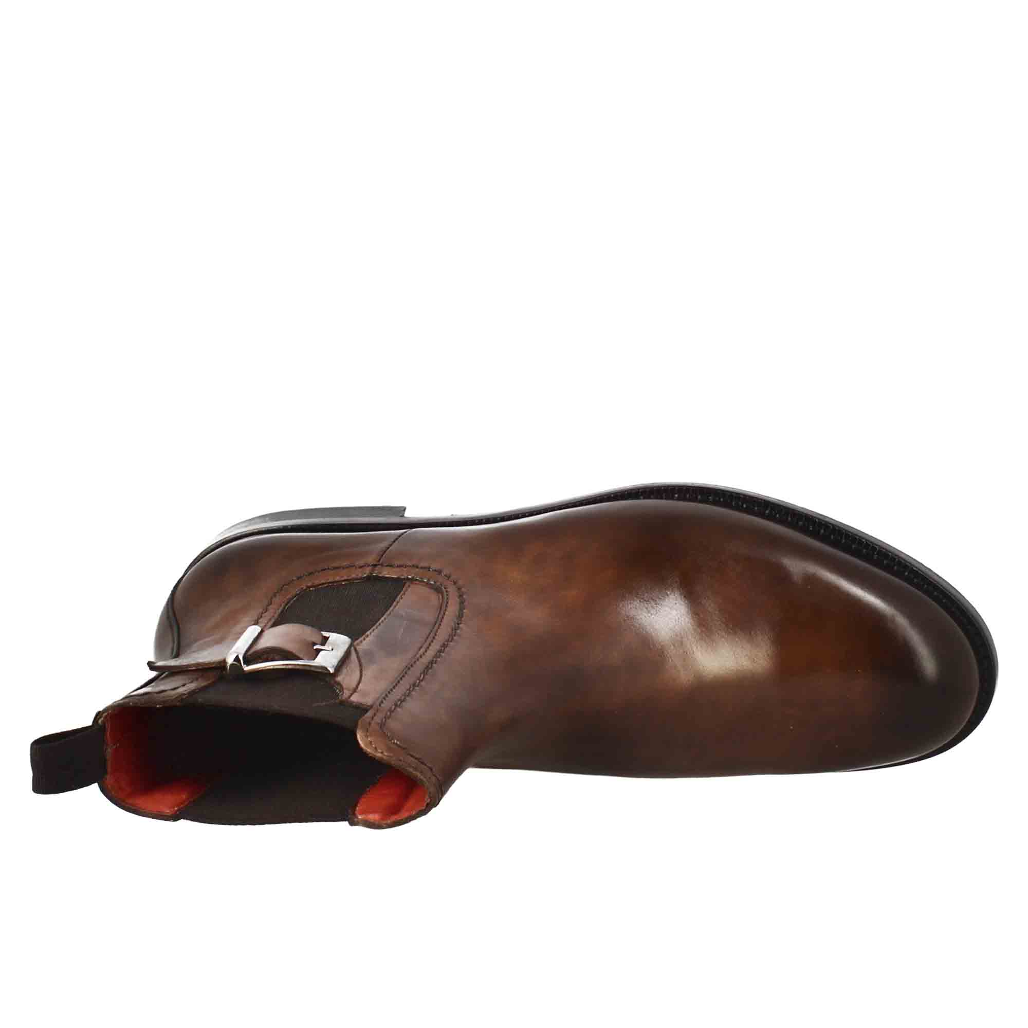 Leonardo Shoes Stivali Donna Pelle Marrone Chiaro Tacco Basso