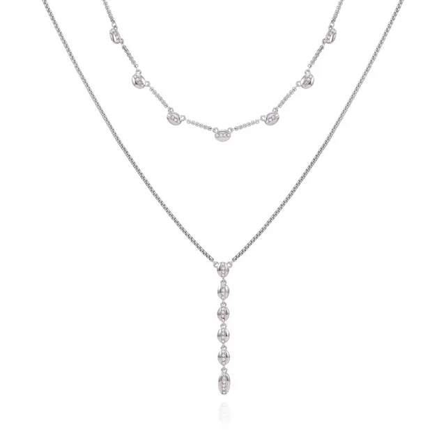 Vince Camuto Collana a strati cristallo argento