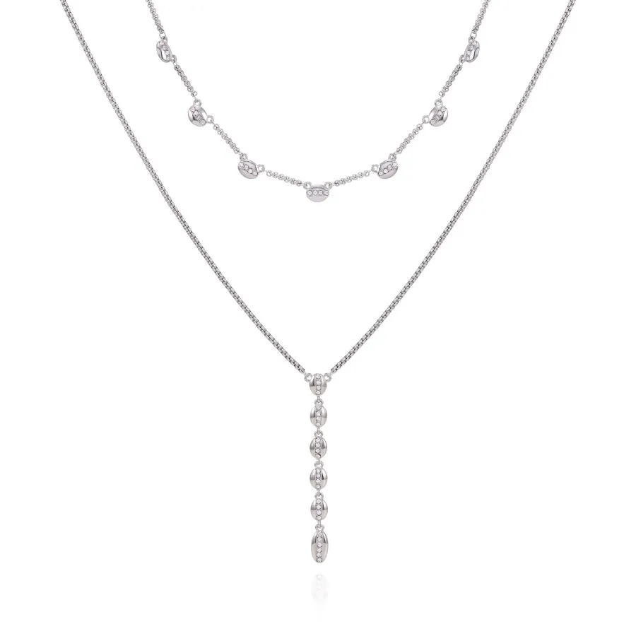 Vince Camuto Collana a strati cristallo argento