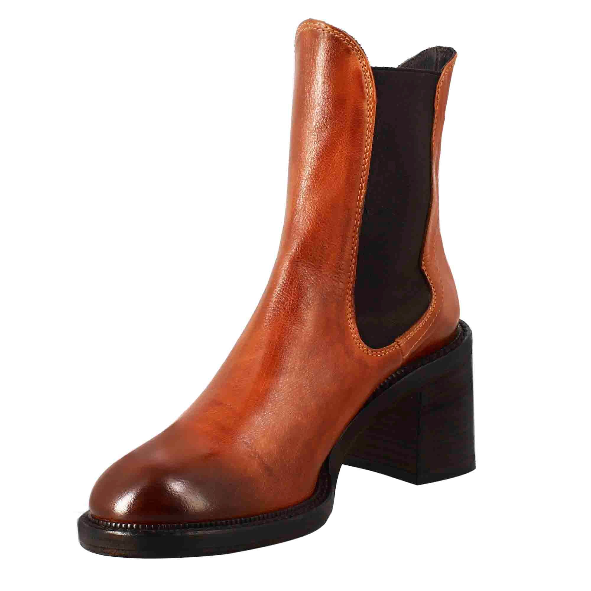 Leonardo Shoes Diver Chelsea Stivaletti Donna Pelle Cuoio