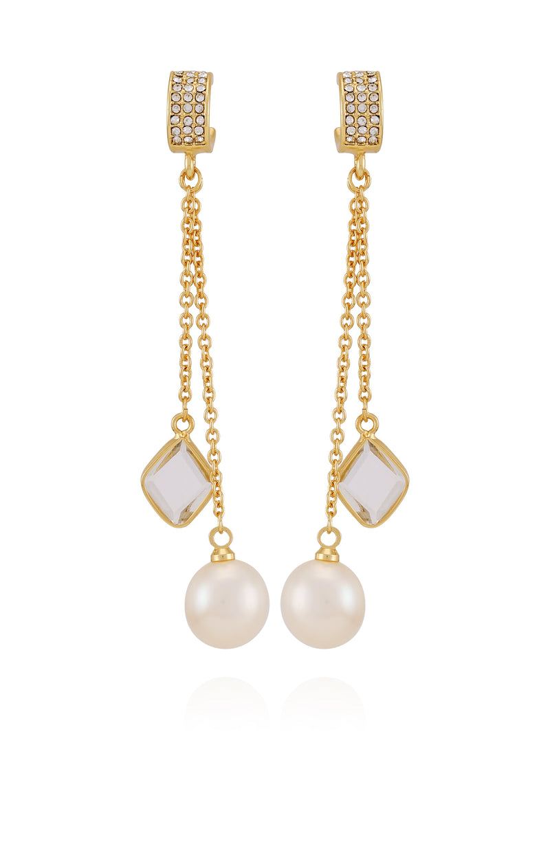 Vince Camuto orecchini oro perla cristallo goccia