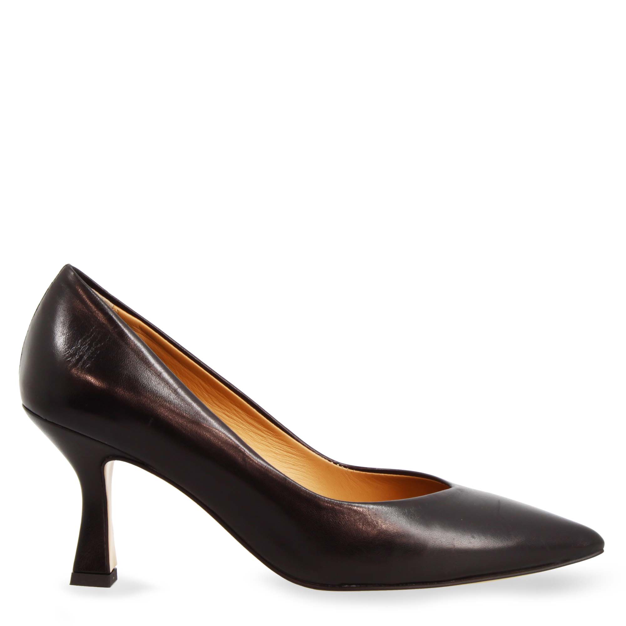 Leonardo Shoes décolleté pelle nera tacco 9 cm