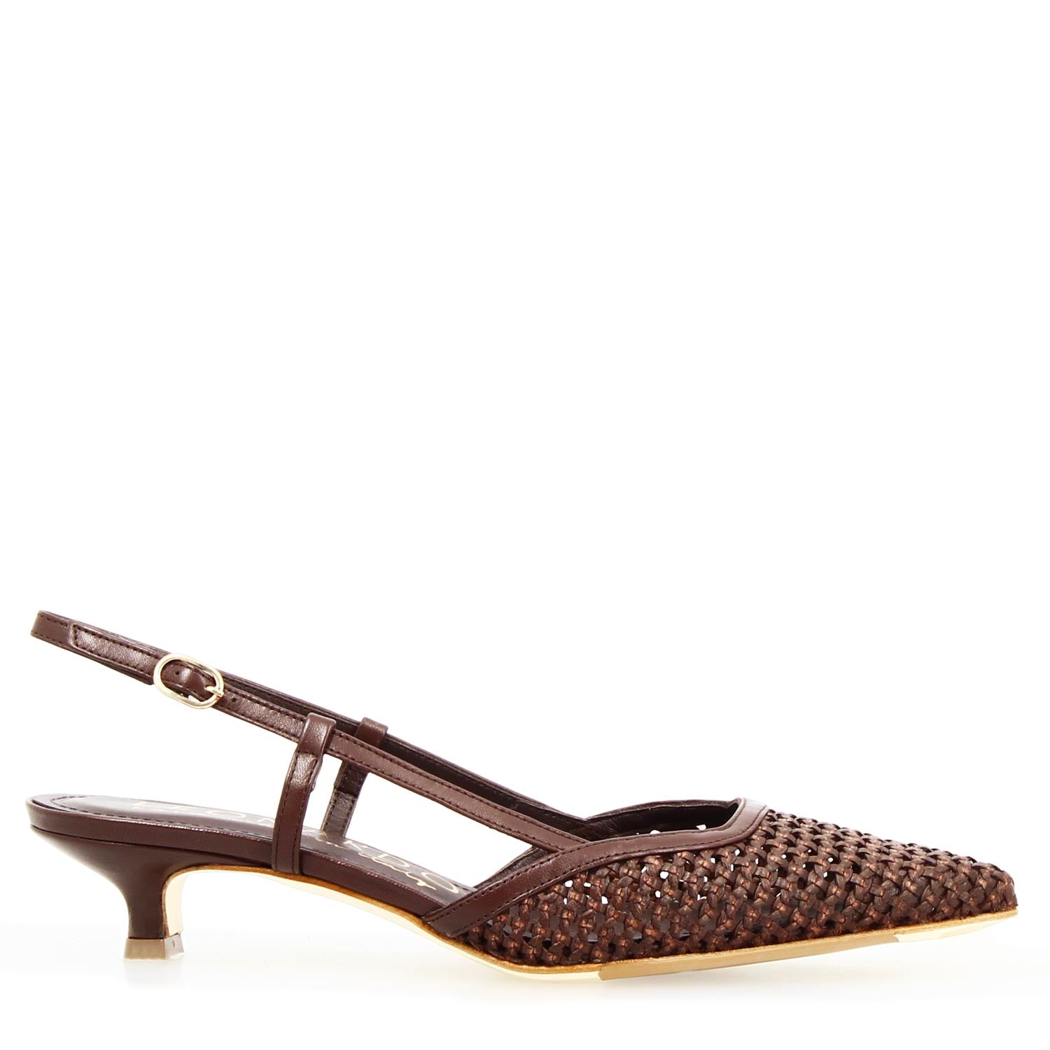 Leonardo Shoes Aminta Sandalo Slingback Moro Pelle