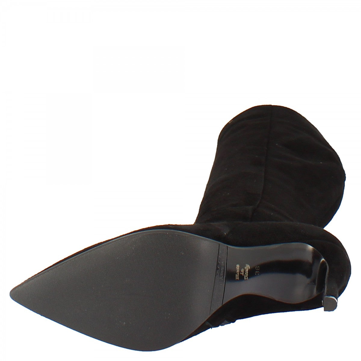 Leonardo Shoes Stivali donna camoscio nero tacco spillo 12 cm