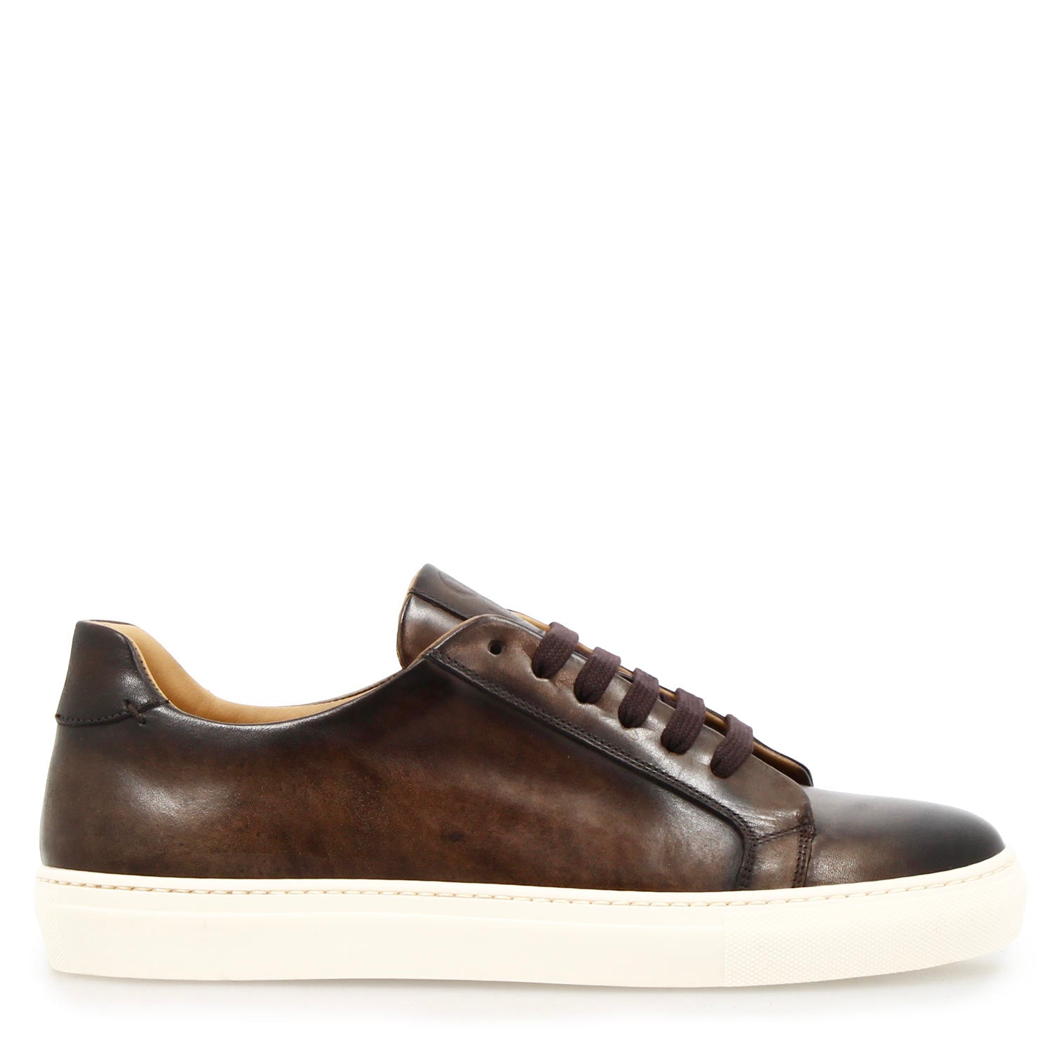 Leonardo Shoes Oreste Sneaker Uomo Pelle Marrone Scuro