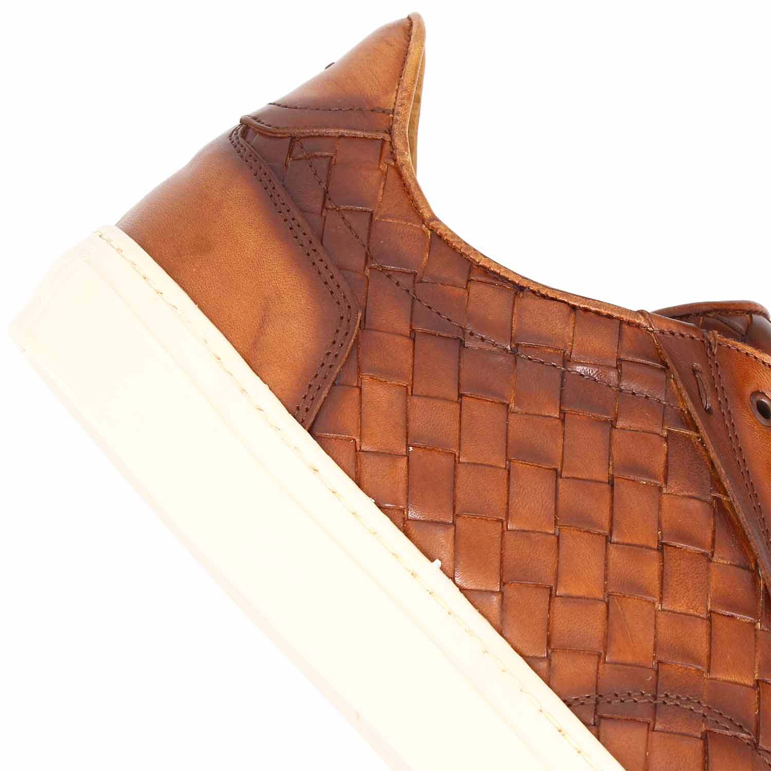 Leonardo Icaro Marrone Sneakers Uomo Pelle Intrecciata