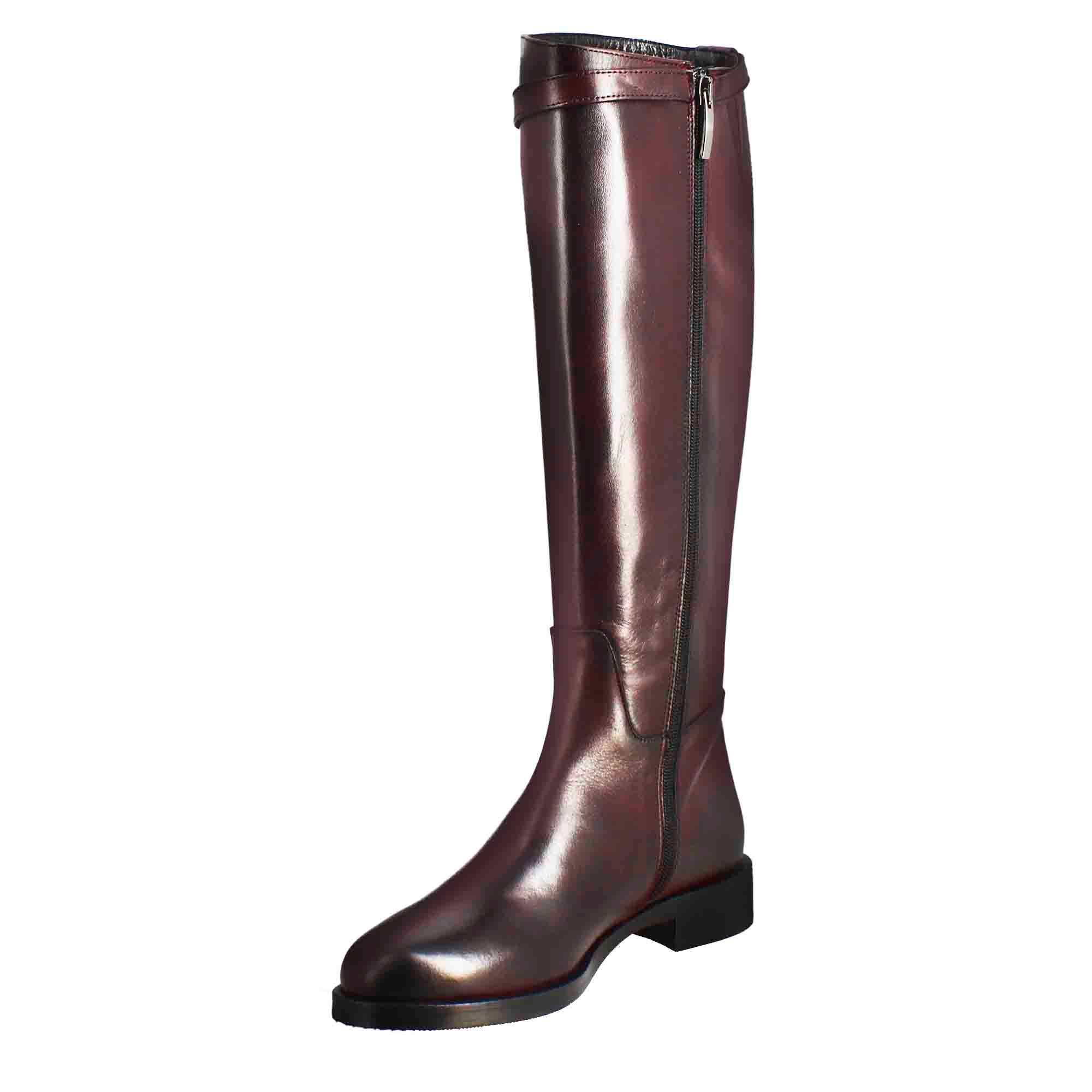 Leonardo Shoes Stivali Donna stivali ginocchio bordeaux pelle