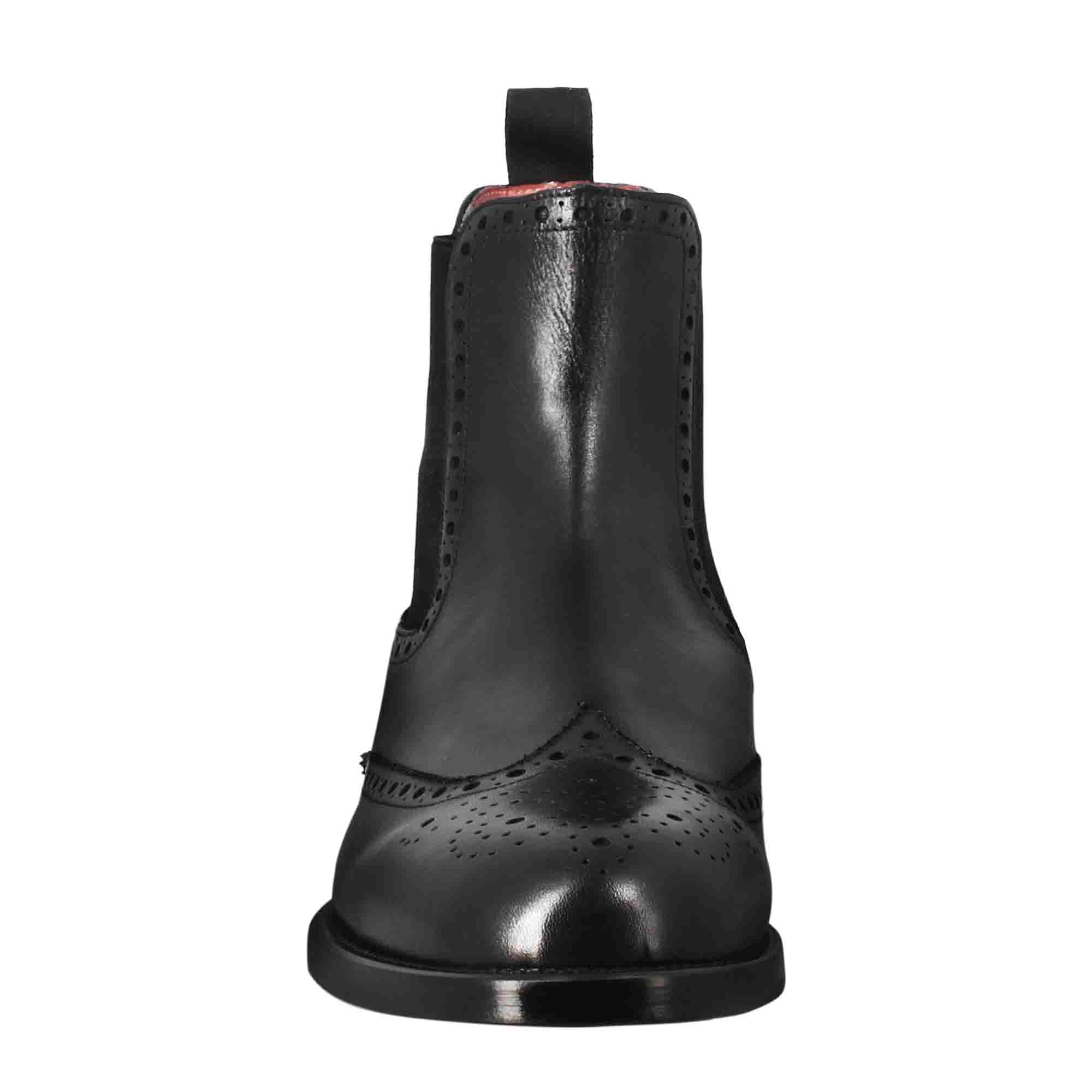 Leonardo Shoes Chelsea stivaletti brogue pelle nero