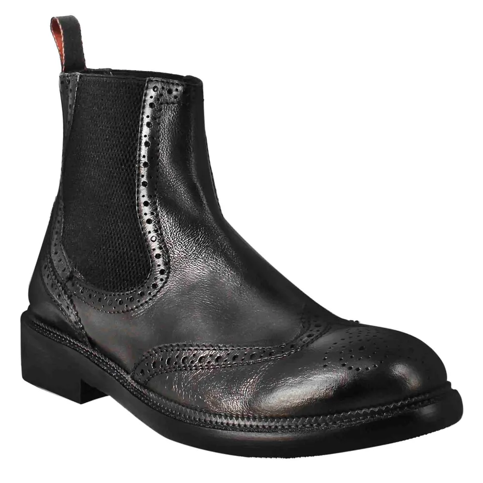 Leonardo Shoes Candy Chelsea Uomo Pelle Nero Vintage