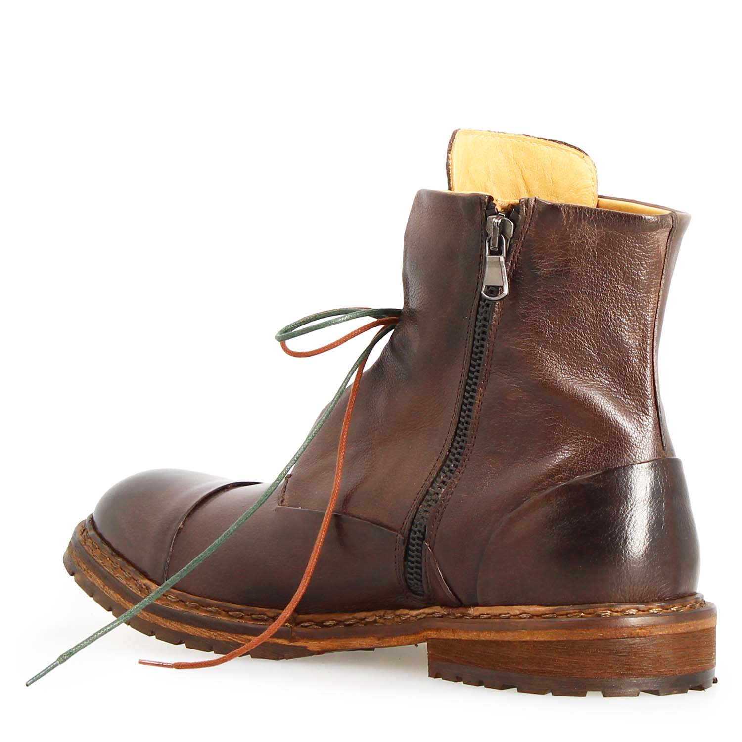 Leonardo Shoes Stivaletti Uomo Febo Polacchino Marrone Scuro