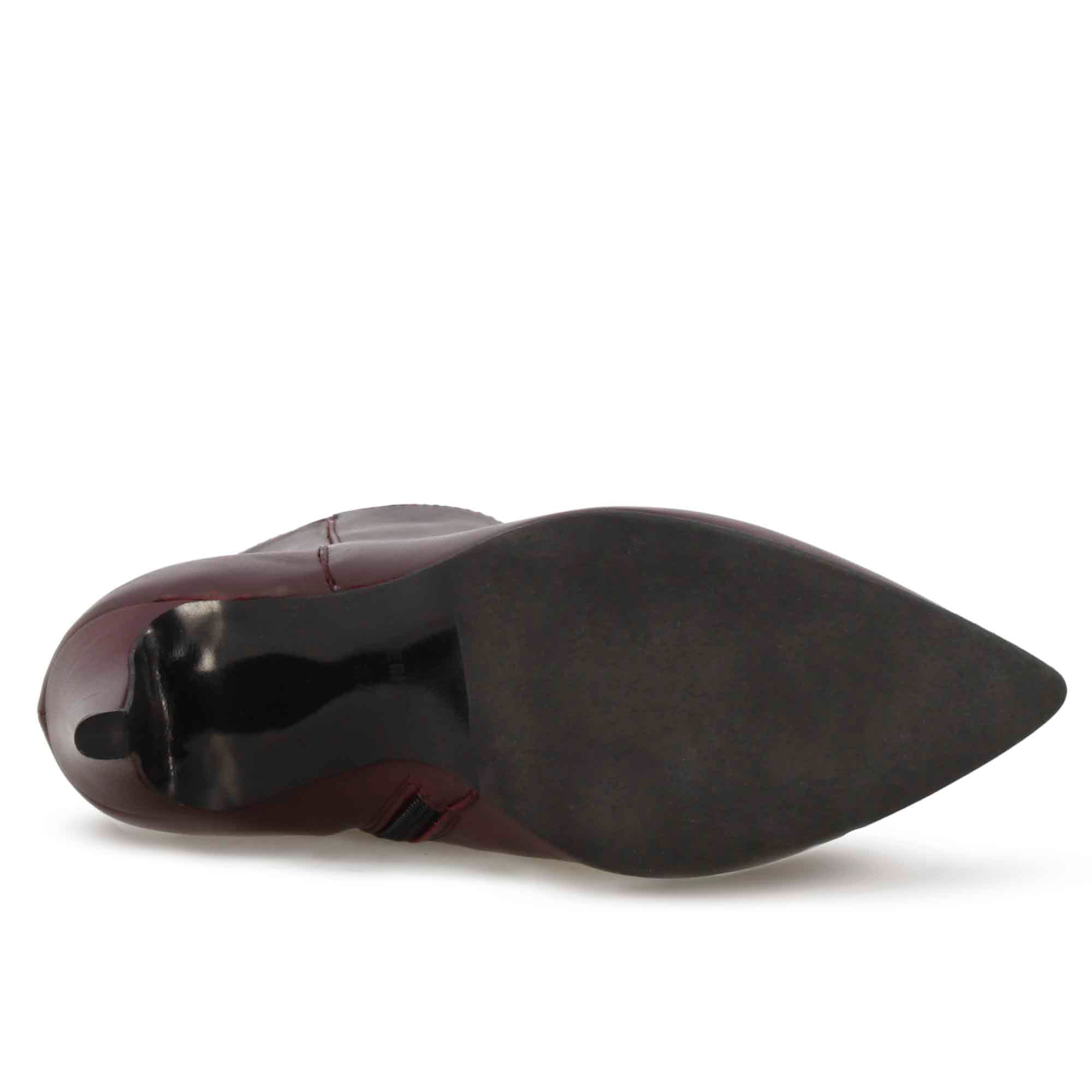 Leonardo Shoes Stivali Donna stivaletto bordeaux pelle tacco 9 cm