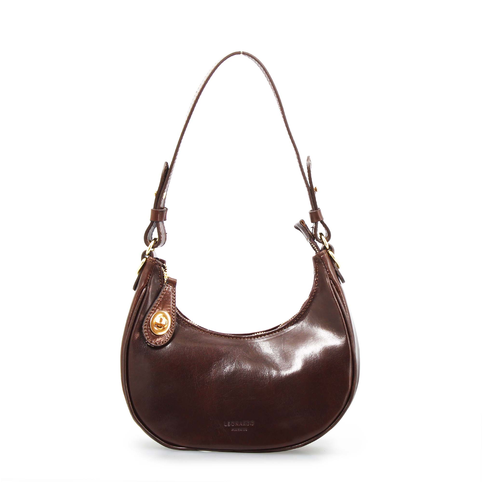 Leonardo Shoes Jane borsa spalla pelle marrone scuro tracolla