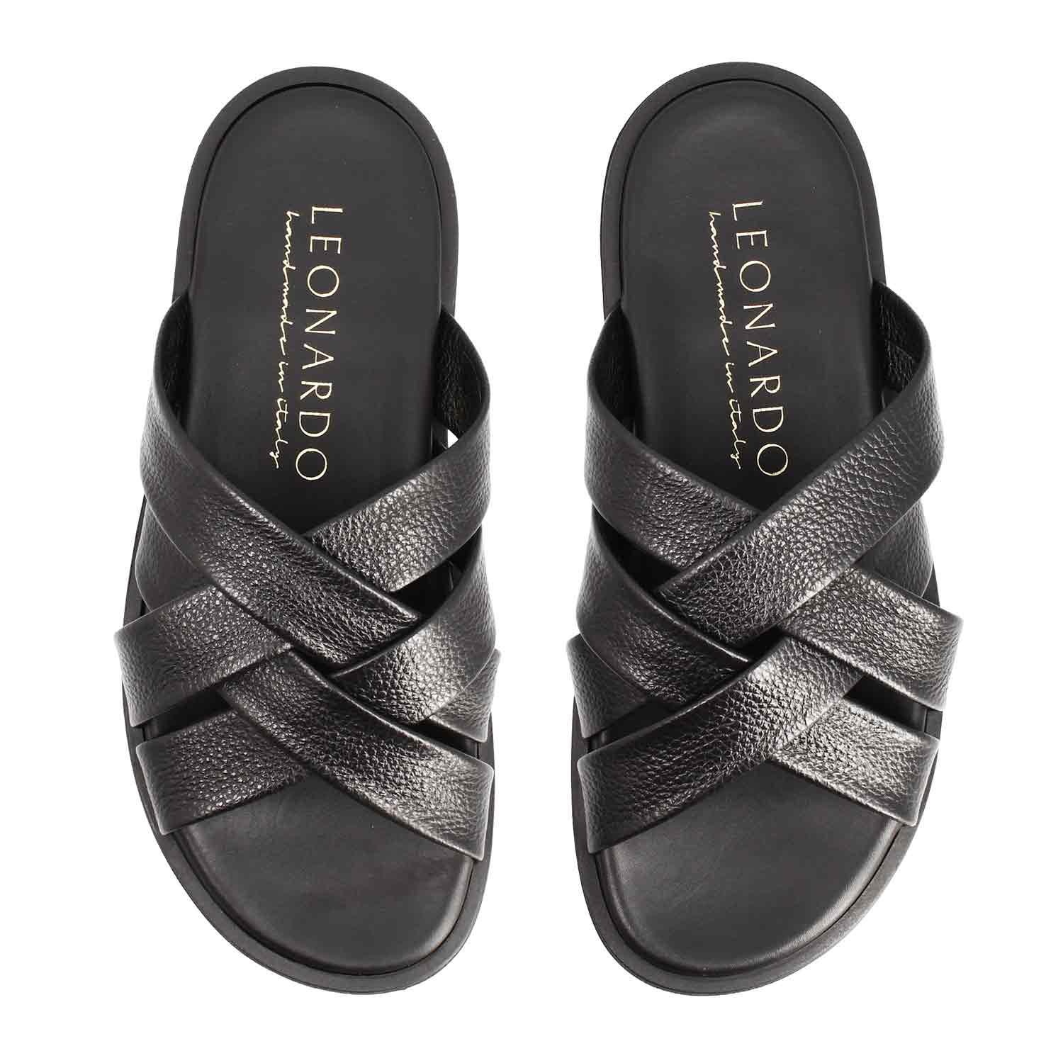 Leonardo Shoes Perseo sandali uomo pelle nero