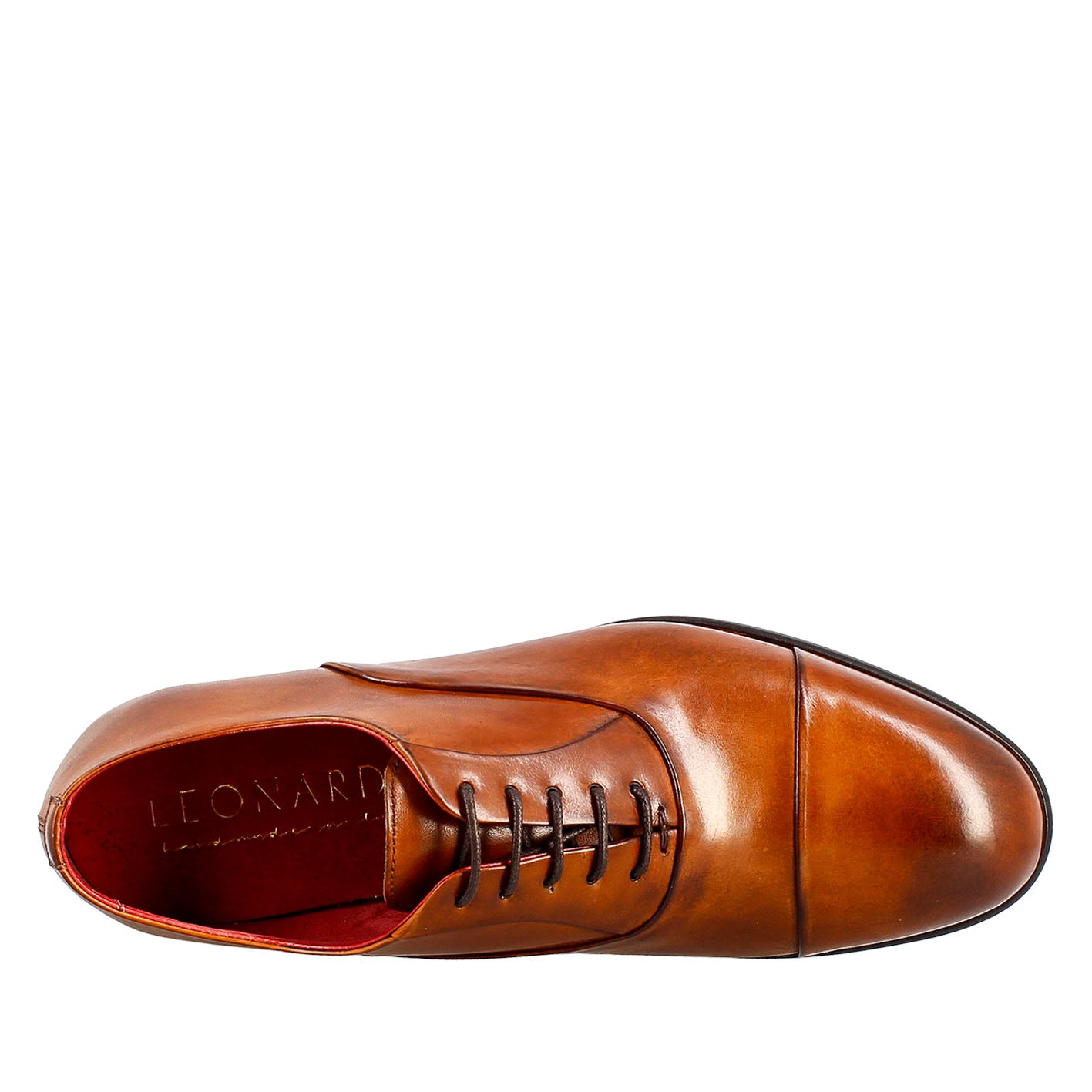 Leonardo Shoes Francesine Uomo Oxford Marrone Pelle Suola Cuoio