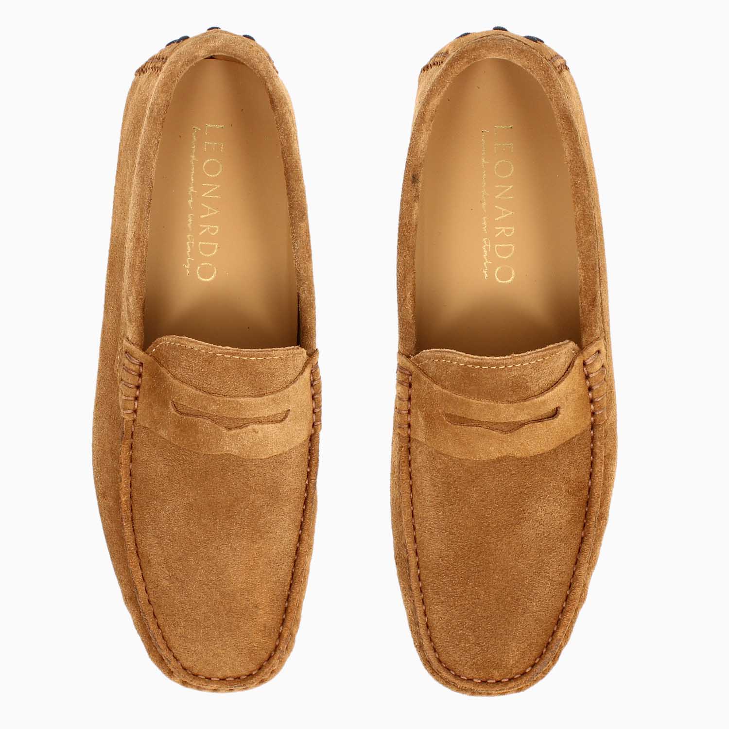 Leonardo Shoes Mocassini Uomo Garda camoscio marrone chiaro