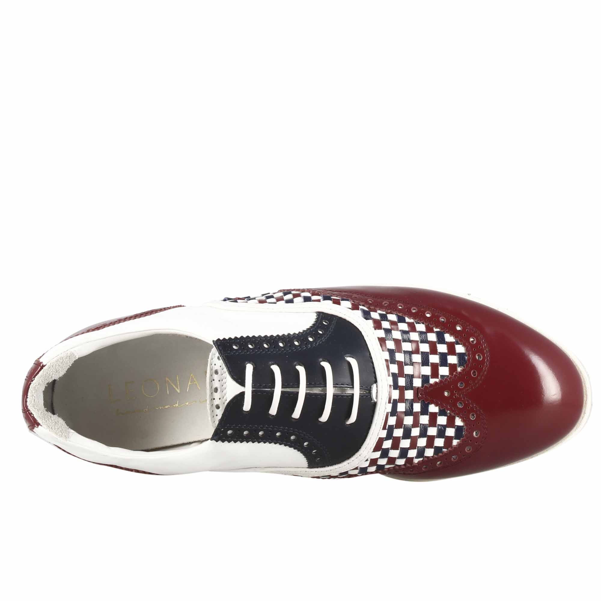 Leonardo Shoes Golf Calzature scarpe golf pelle bianco bordeaux