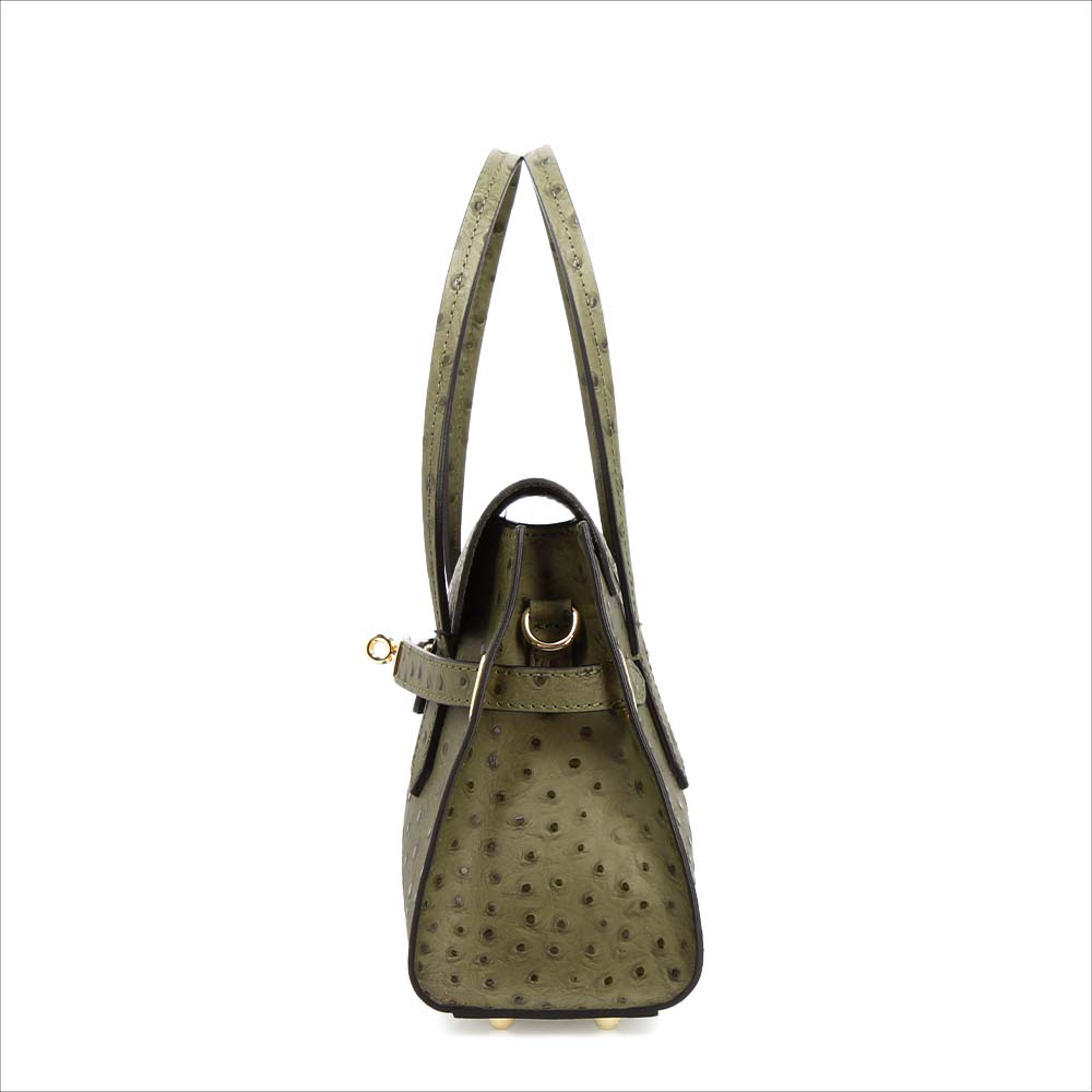 Leonardo Shoes Rosetta M borsa donna verde stampa struzzo